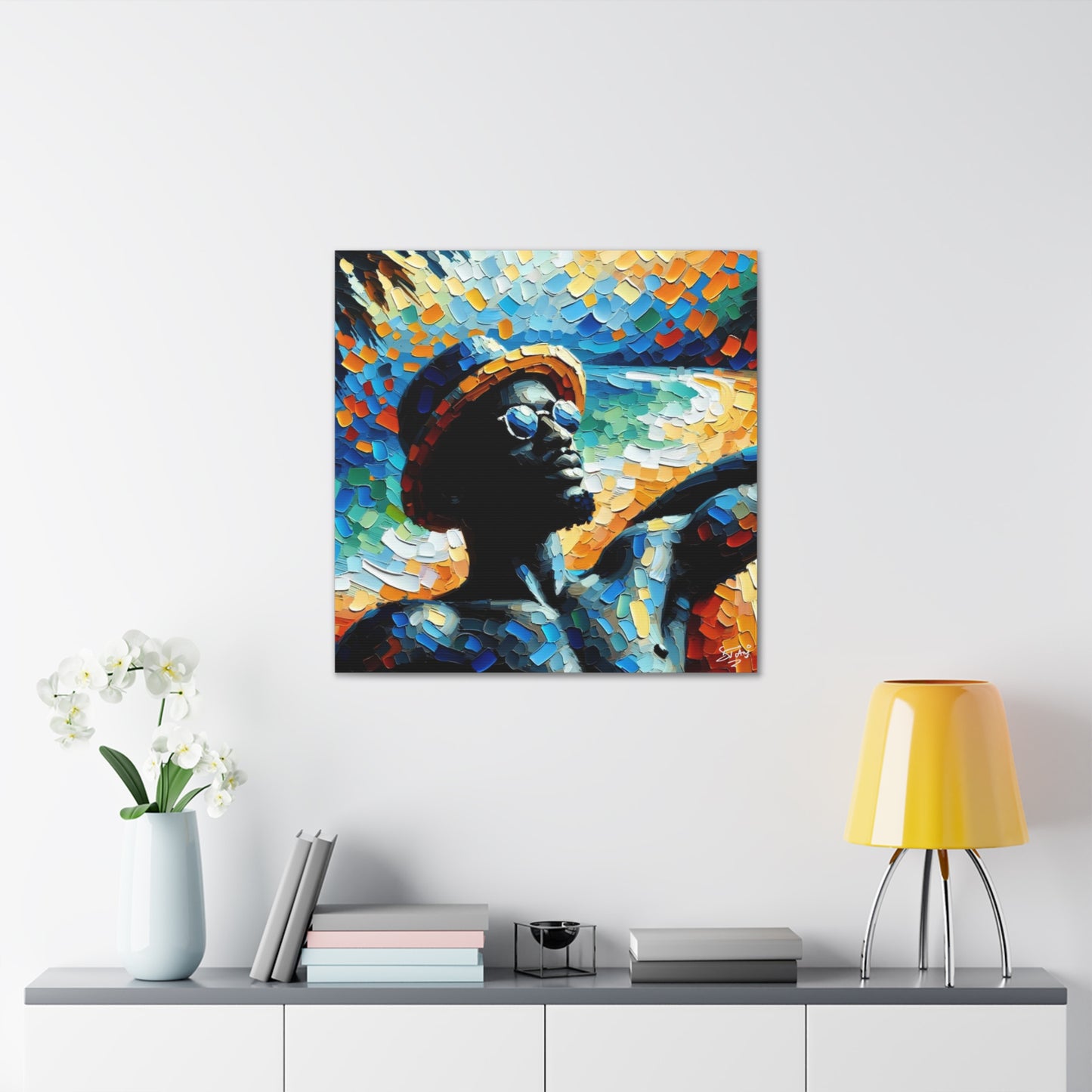 Art Print, Afro-Caribbean Man "In Silhouette," Oil Finish, West Indian Ethnicity, Cultural, Heritage, Semi-Abstract, Canvas Gallery Wrap