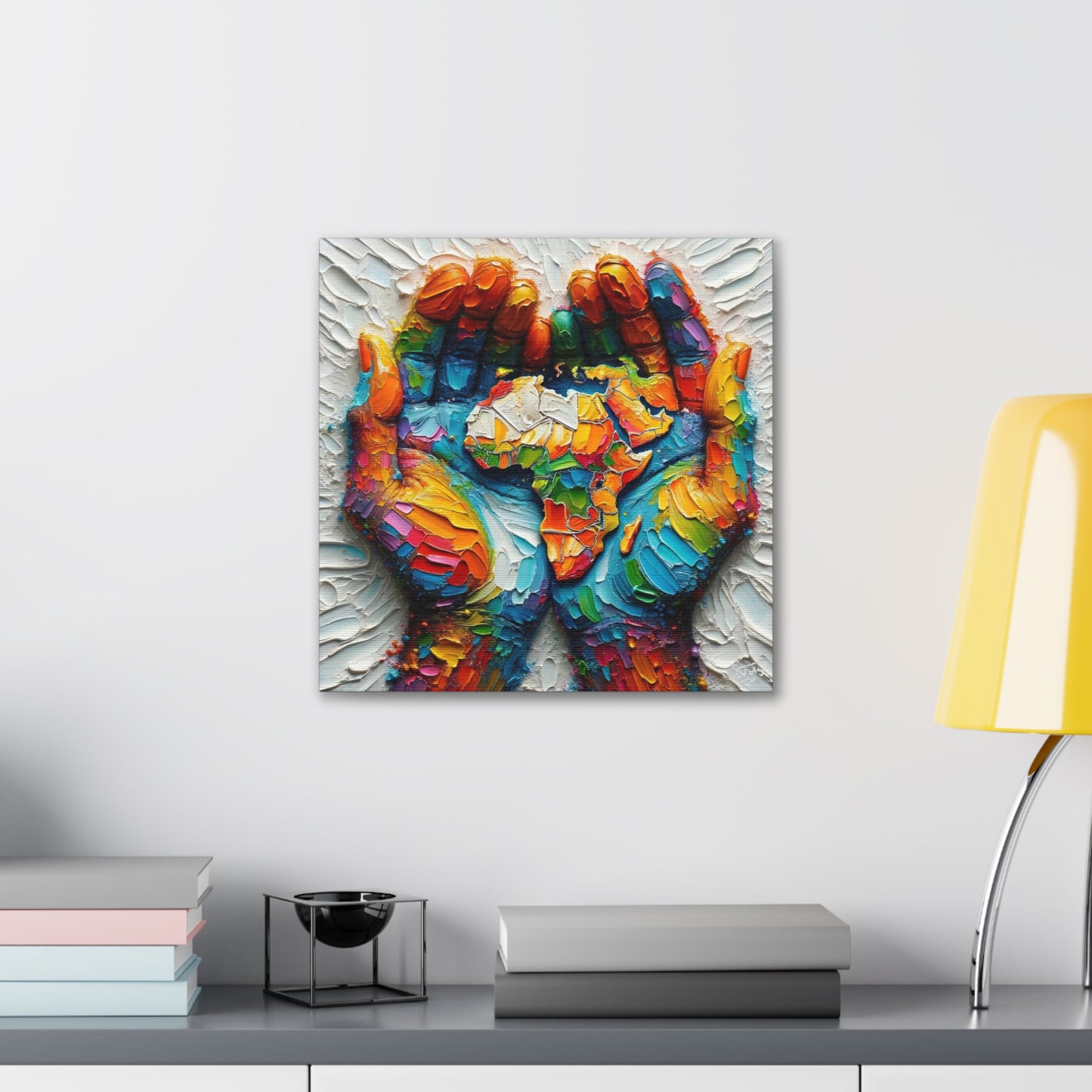 Art Print, "Africa in the Palm of My Hand" Oil Finish, West Indian Ethnicity, Cultural, Heritage, Abstract, Canvas Gallery Wrap