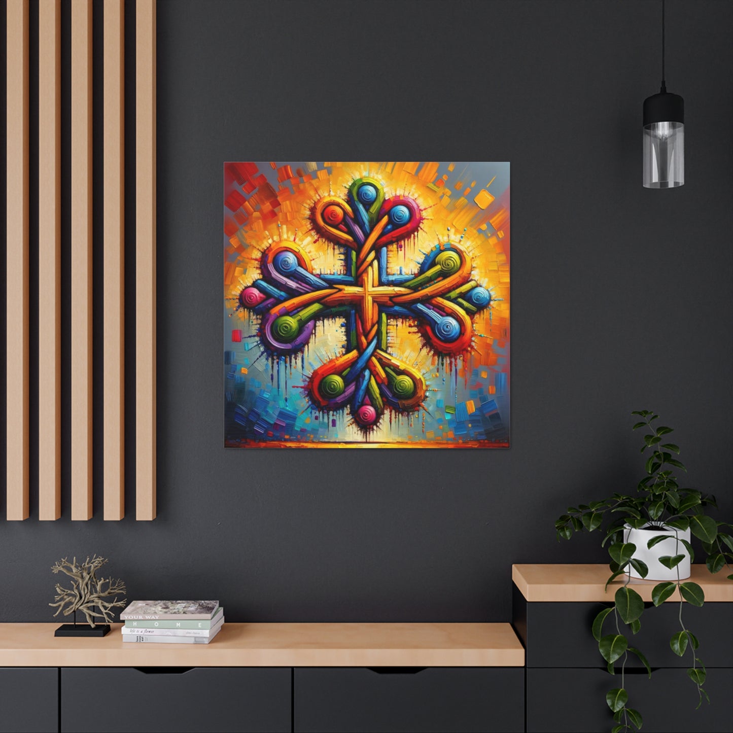 Art Print, "African Unity" Oil Finish, Abstract, One Love, West Indian Ethnicity, Cultural, Heritage, Semi-Abstract, Canvas Gallery Wrap