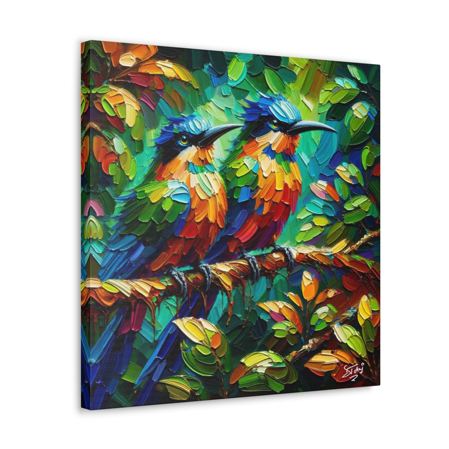 Art Print, Trinidad Motmot, Caribbean Birds, Abstract Oil Finish, Caribbean Nature, Cultural, Heritage, Canvas Gallery Wrap