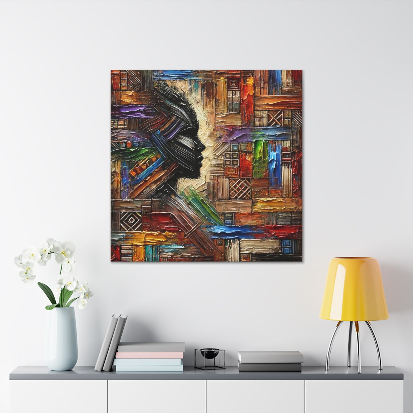 Art Print, African Print, Black Power, African Mask, Abstract Oil Finish, Unity, One Love, Canvas Gallery Wrap