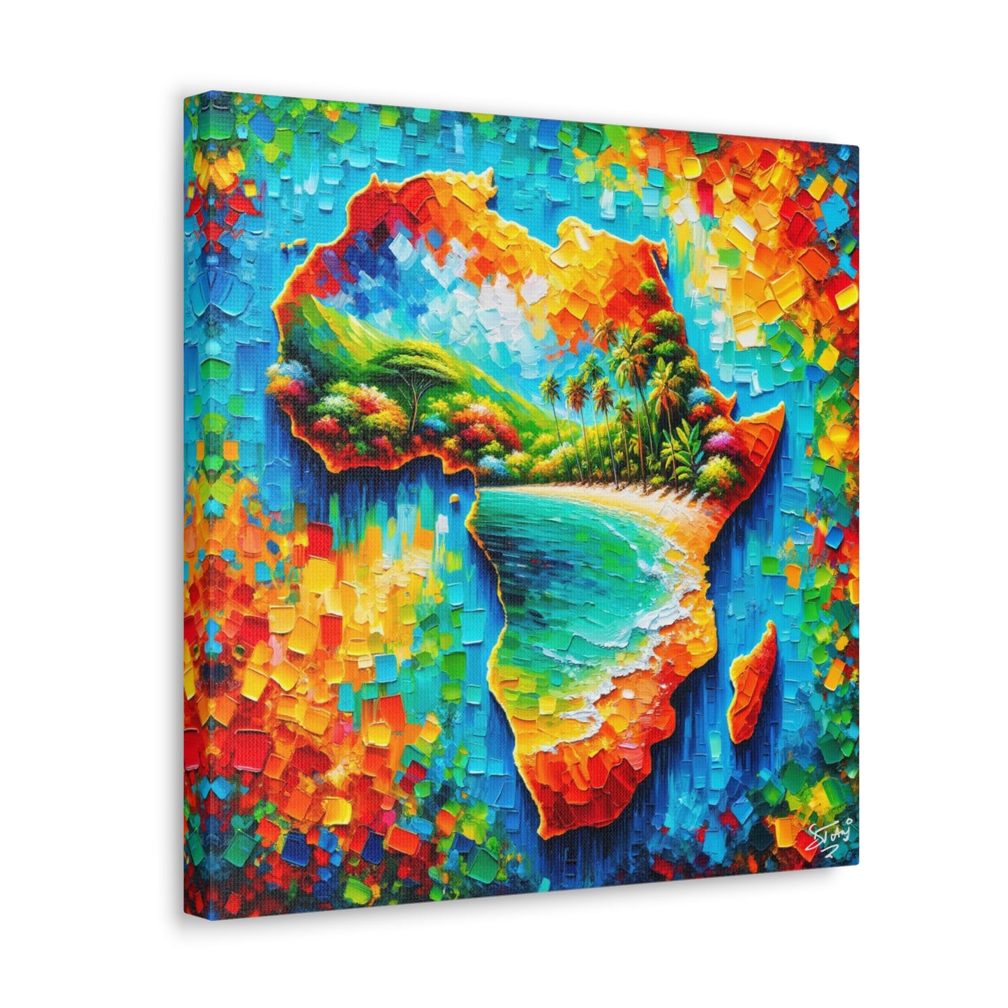 Art Print, "From Africa to the Caribbean" Oil Finish, West Indian Ethnicity, Cultural, Heritage, Abstract, Canvas Gallery Wrap