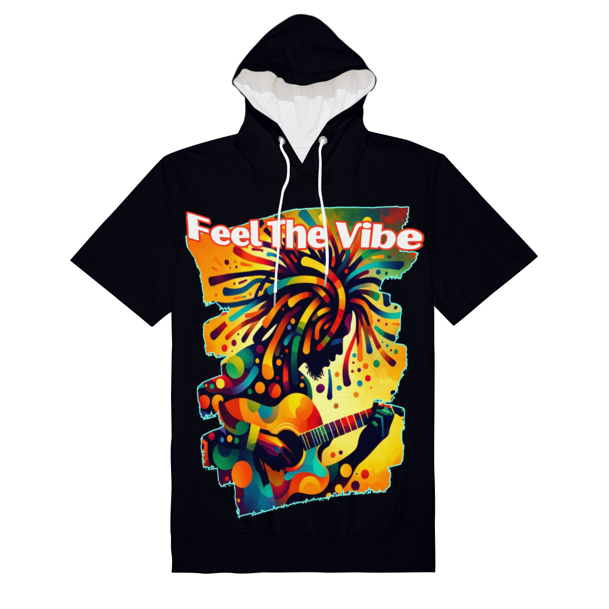 Men’s Cotton Hooded T-Shirt "Feel the Vibe, Caribbean Vibes"