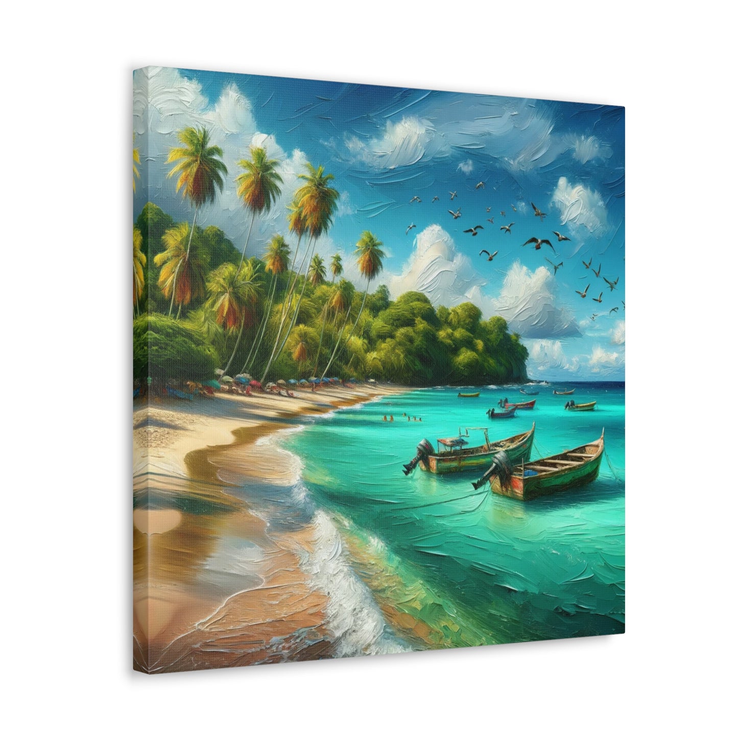 Art Print of Caribbean Beach Scene, Swallows Beach, Tobago, West Indian Art, Canvas Gallery Wraps