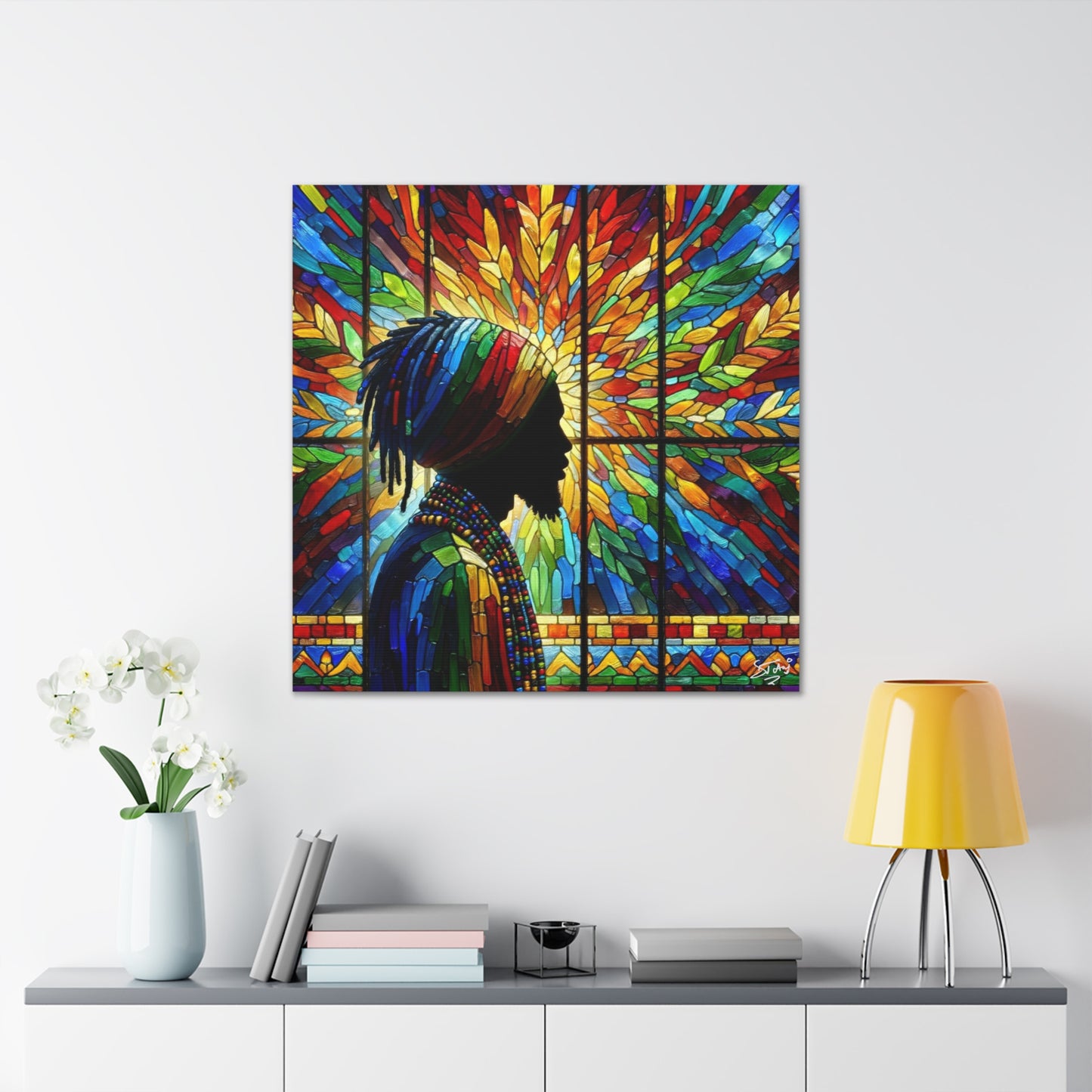 Art Print, Dreadlocks-Caribbean Man, Silhouette, Oil Finish, West Indian Ethnicity, Cultural, Heritage, Semi-Abstract, Canvas Gallery Wrap