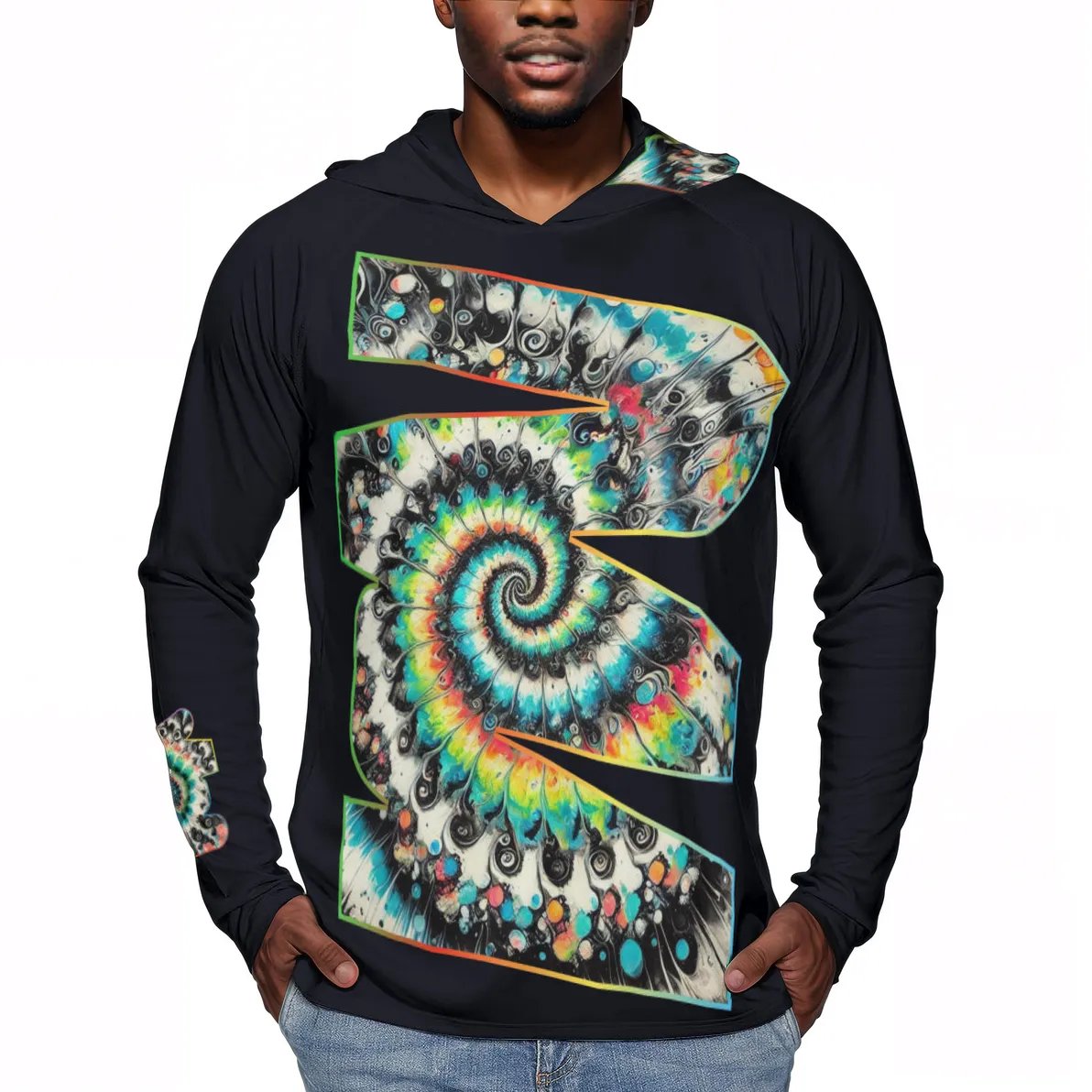 Men's Sun Protection Long Sleeve Hoodie "Abstract Tie-Dye"