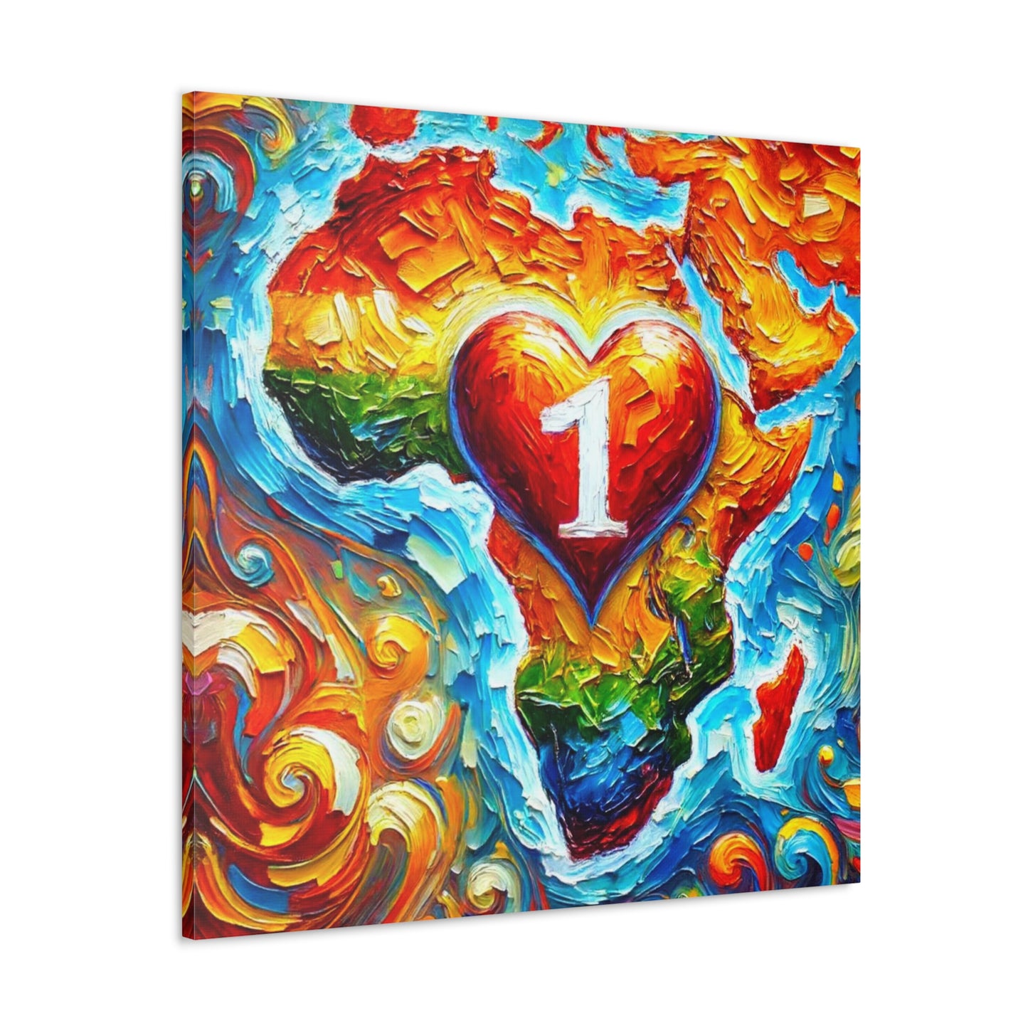 Art Print, "One Love" Oil Finish, Abstract, African Unity, Ethnicity, Cultural, Heritage, Semi-Abstract, Canvas Gallery Wrap