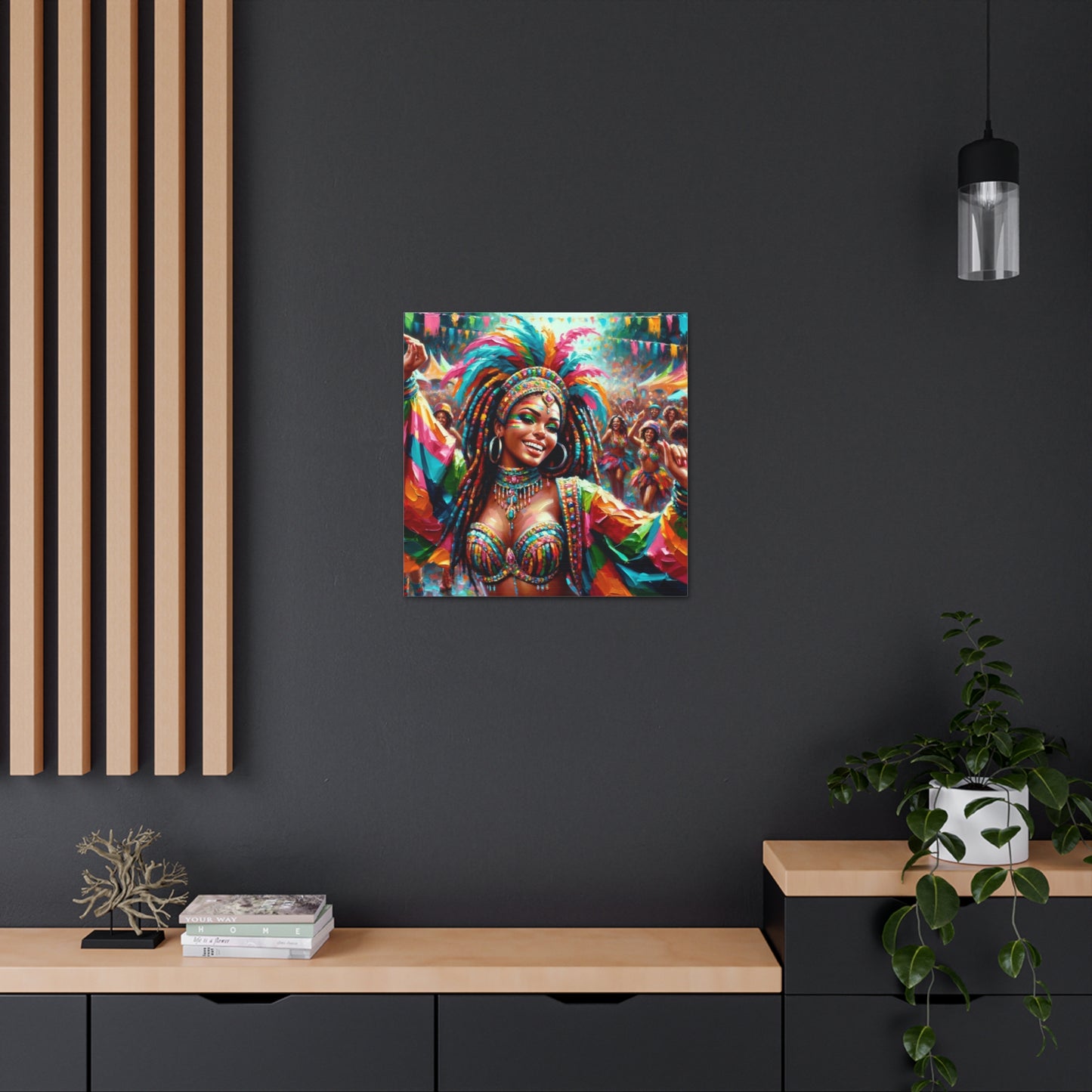 Art Print of Trini Masquerader, Carnival, Oil Finish, West Indian Ethnicity, Cultural, Heritage, Art, Black Woman, Canvas Gallery Wraps