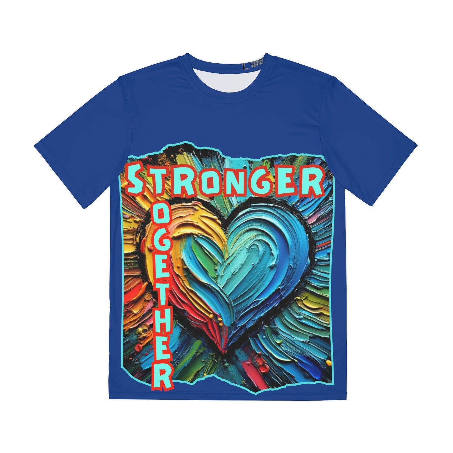 Men's Brushed Polyester Short Sleeve Tee (AOP), "Stronger Together"