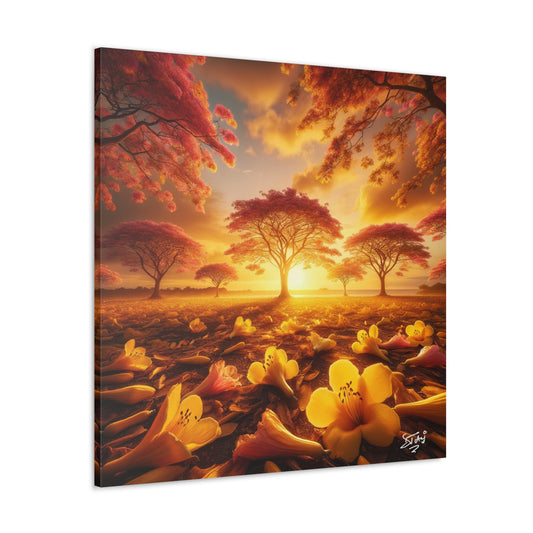 Print#2 of Poui Trees, Sunset in the Caribbean, Canvas Gallery Wraps