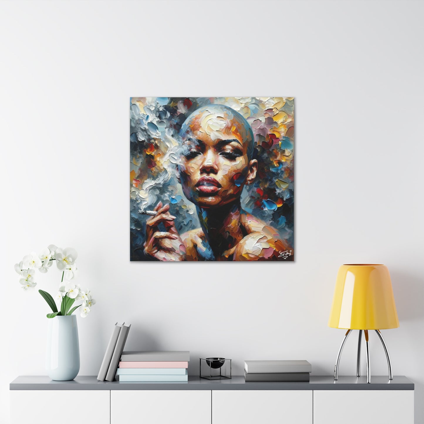 Art Print, Afro-Caribbean Woman, "Confident" Oil Finish, West Indian Ethnicity, Cultural, Heritage, Abstract, Canvas Gallery Wrap