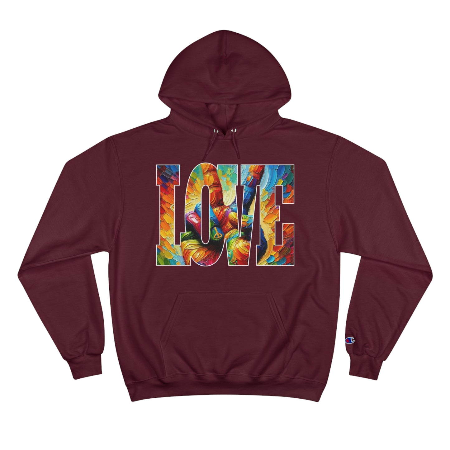 Champion Hoodie, "Peace & Love" Inclusion, Anti-Racism, Racial Justice, One Love, Unity, Diversity, Immigrant Outsiders, Caribbean Culture, FashionWithPurpose, ConsciousClothing, Cultural Identity, Black Inspiration Empowerment