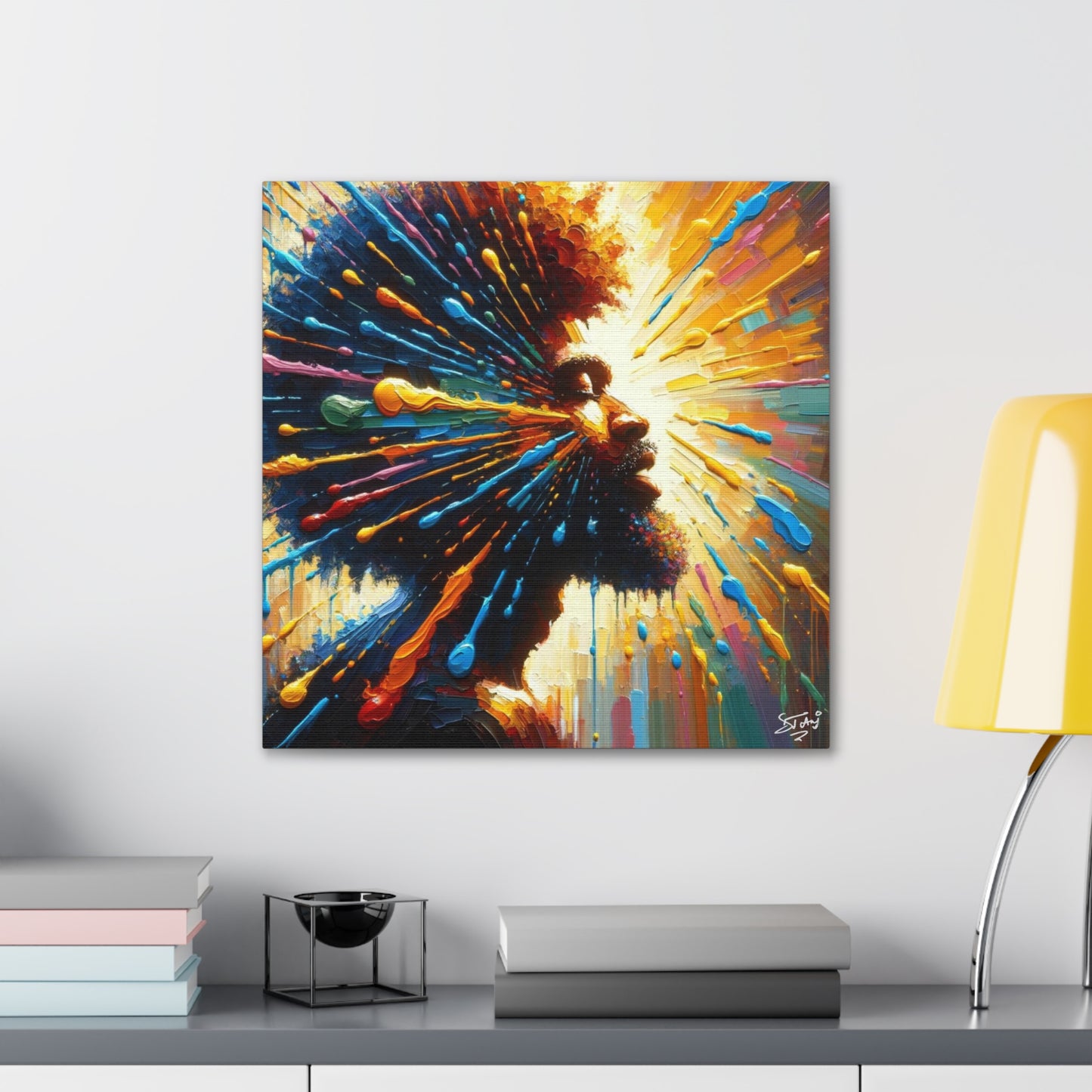 Art Print, Afro-Caribbean Man, "Seeing the Light" Oil Finish, West Indian Ethnicity, Cultural, Heritage, Abstract, Canvas Gallery Wrap