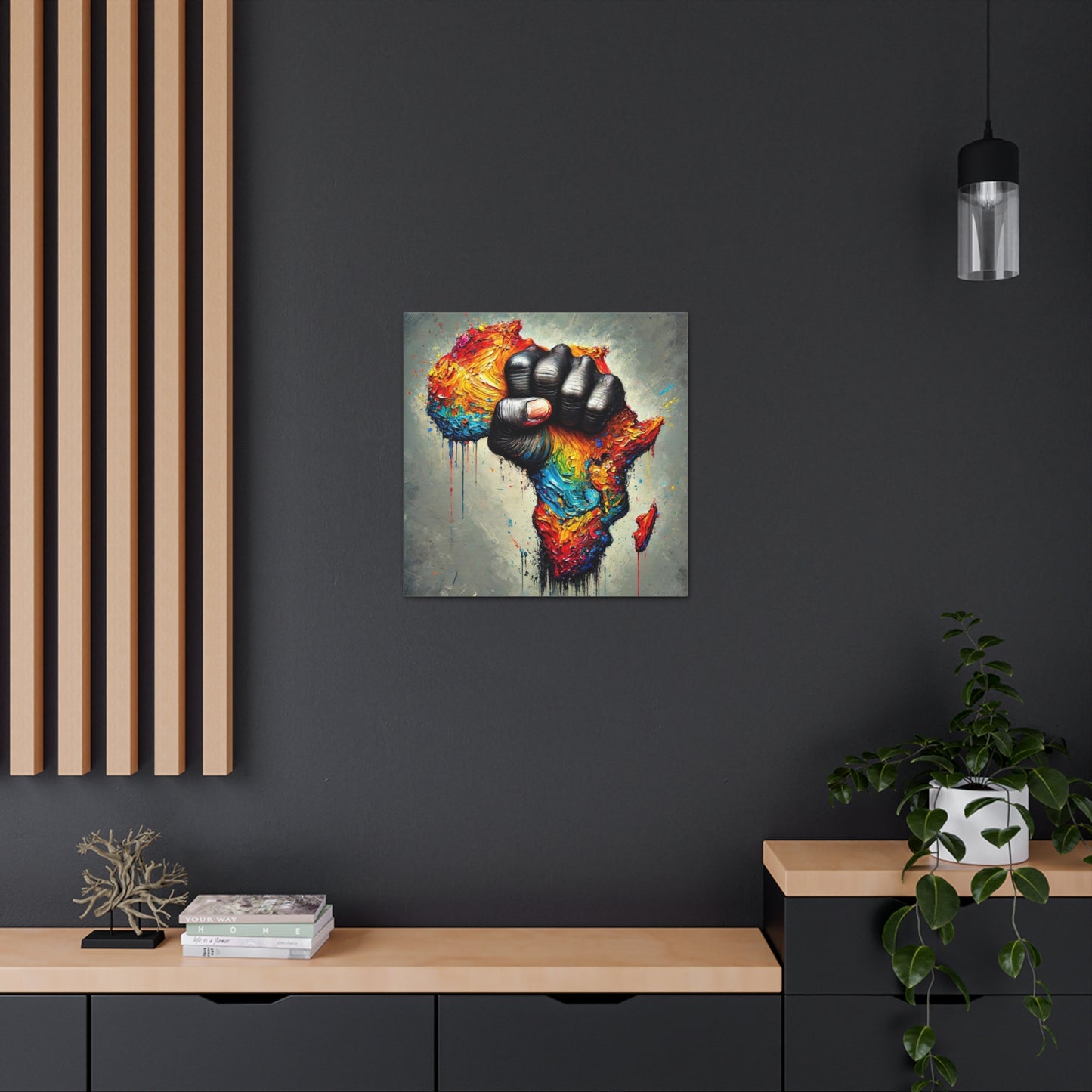 Art Print, "African Unity" Oil Finish, Abstract, One Love, West Indian Ethnicity, Cultural, Heritage, Semi-Abstract, Canvas Gallery Wrap