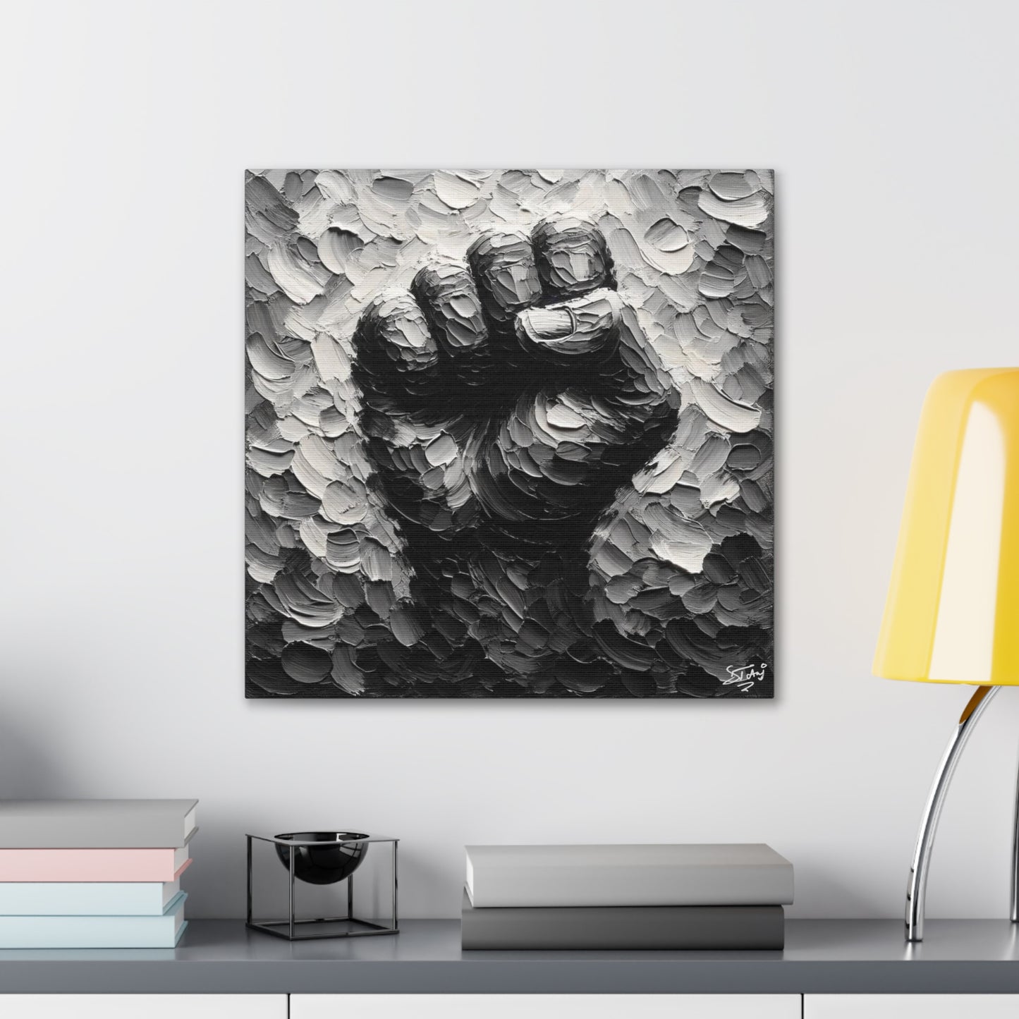 Art Print, Black Hand, Black Power, Oil Finish, Unity, One Love, Semi-Abstract, Canvas Gallery Wrap