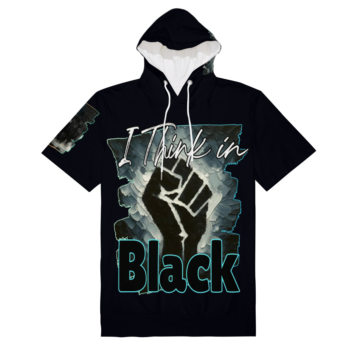 Men’s Cotton Hooded T-Shirt "I Think in Black"