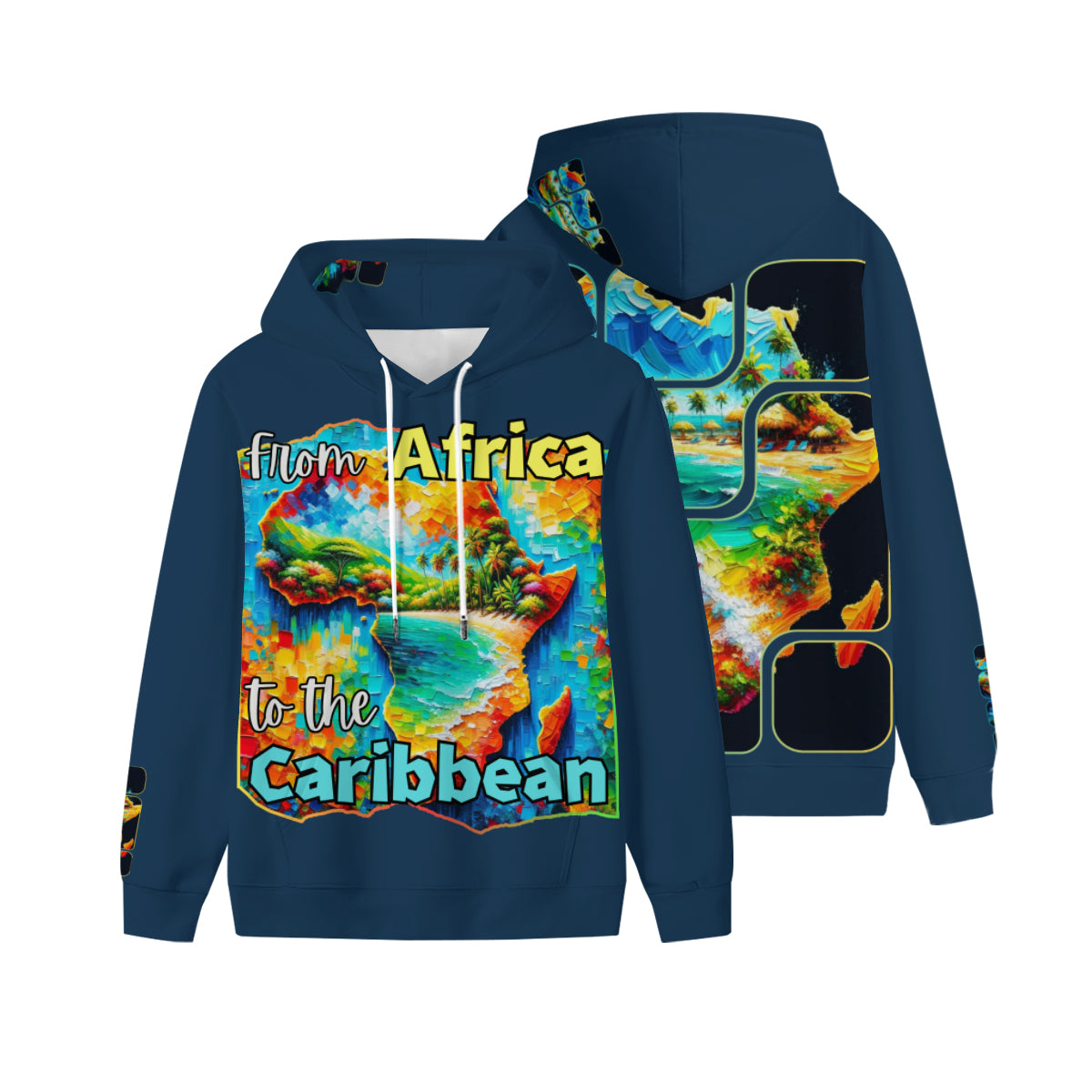 Men’s Plush Fleece Lined Hoodie "From Africa to the Caribbean"