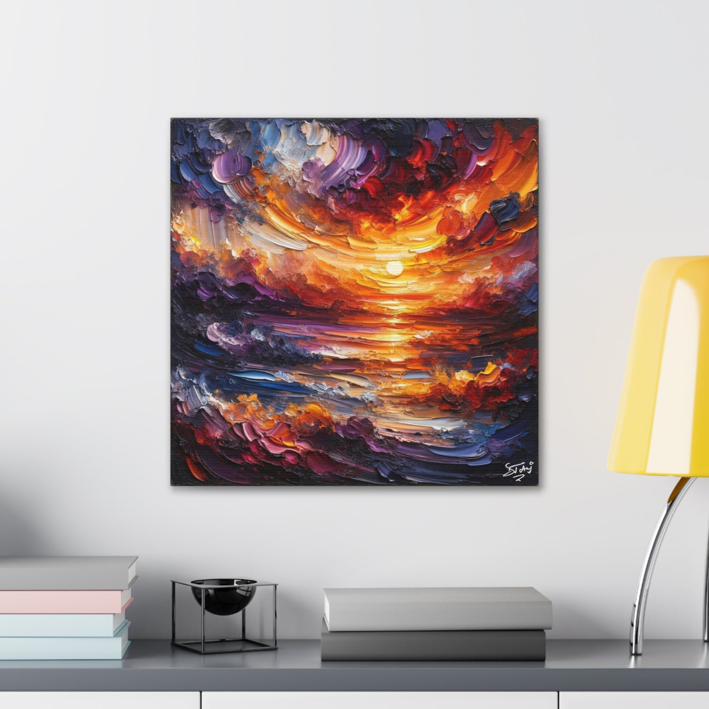 Art Print of Caribbean Sunset, Abstract, Oil Painting, West Indian Art, Canvas Gallery Wraps