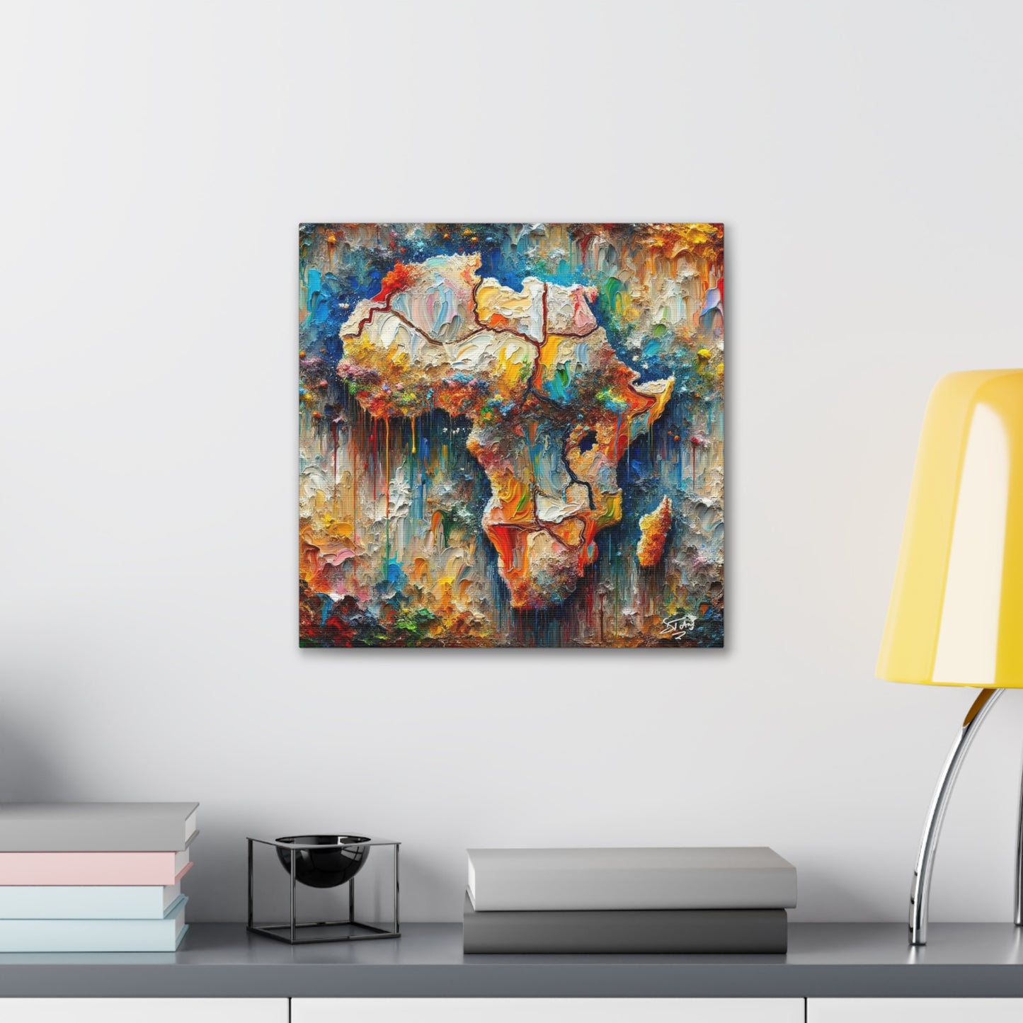 Art Print, A.F.R.I.C.A, Abstract, Oil Finish, Unity, One Love, Semi-Abstract, Canvas Gallery Wrap