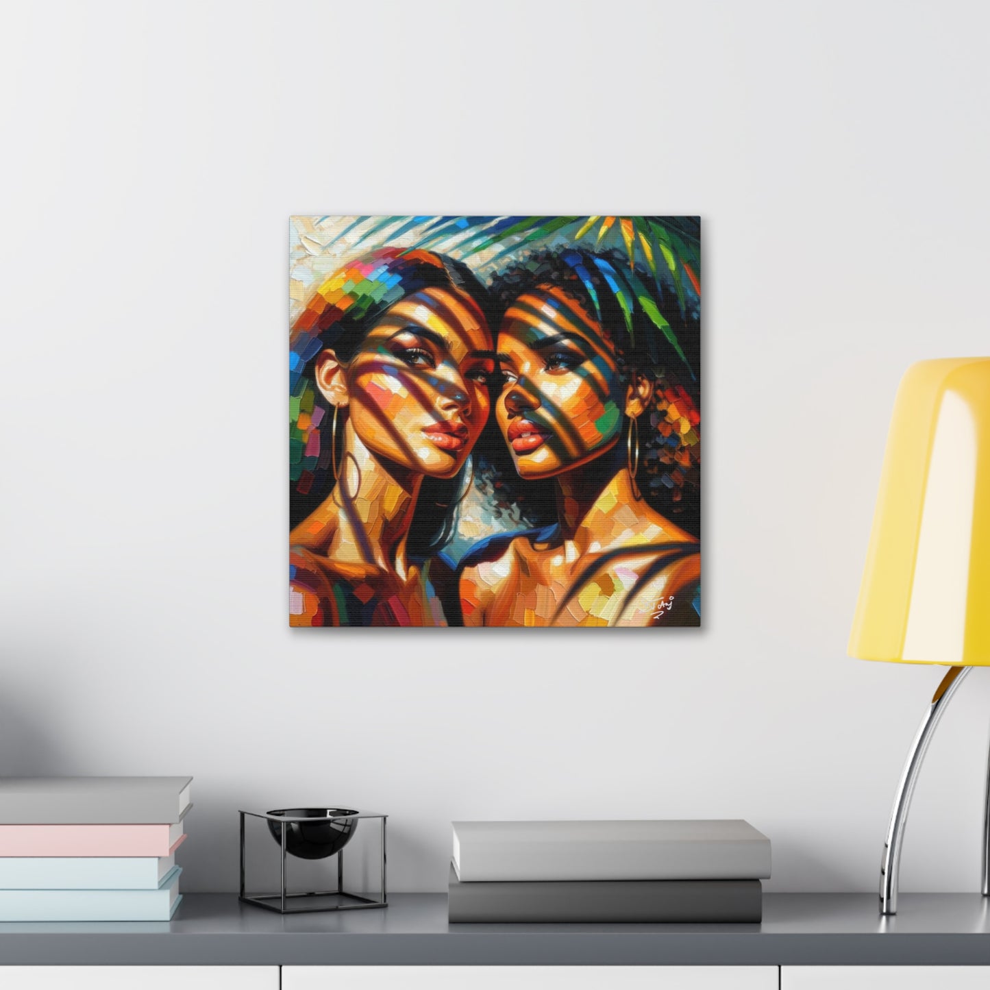 Art Print, Caribbean Women, "In the Shade" Oil Finish, West Indian Ethnicity, Cultural, Heritage, Canvas Gallery Wrap