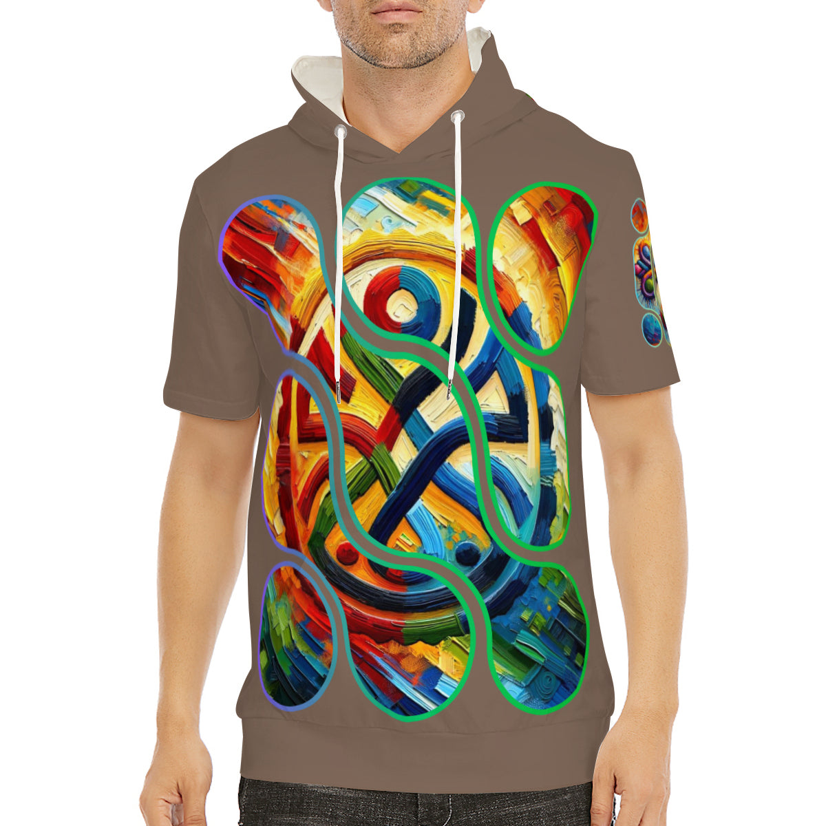 Men’s Cotton Hooded T-Shirt "Unity Abstract Print"