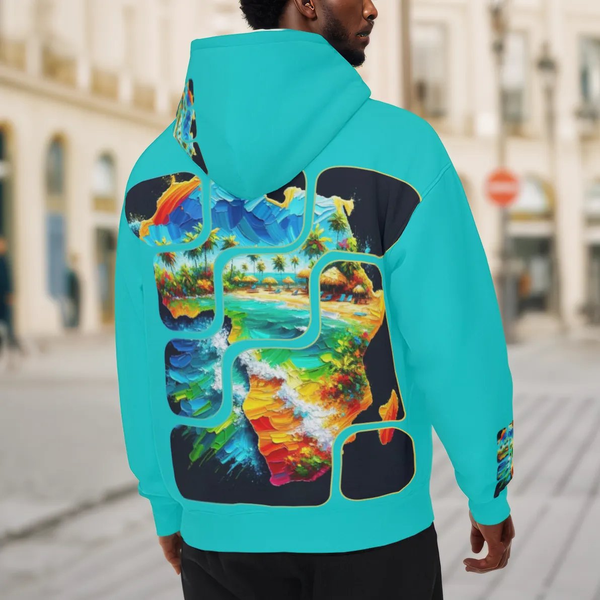 Men’s Plush Fleece Lined Hoodie "From Africa to the Caribbean"