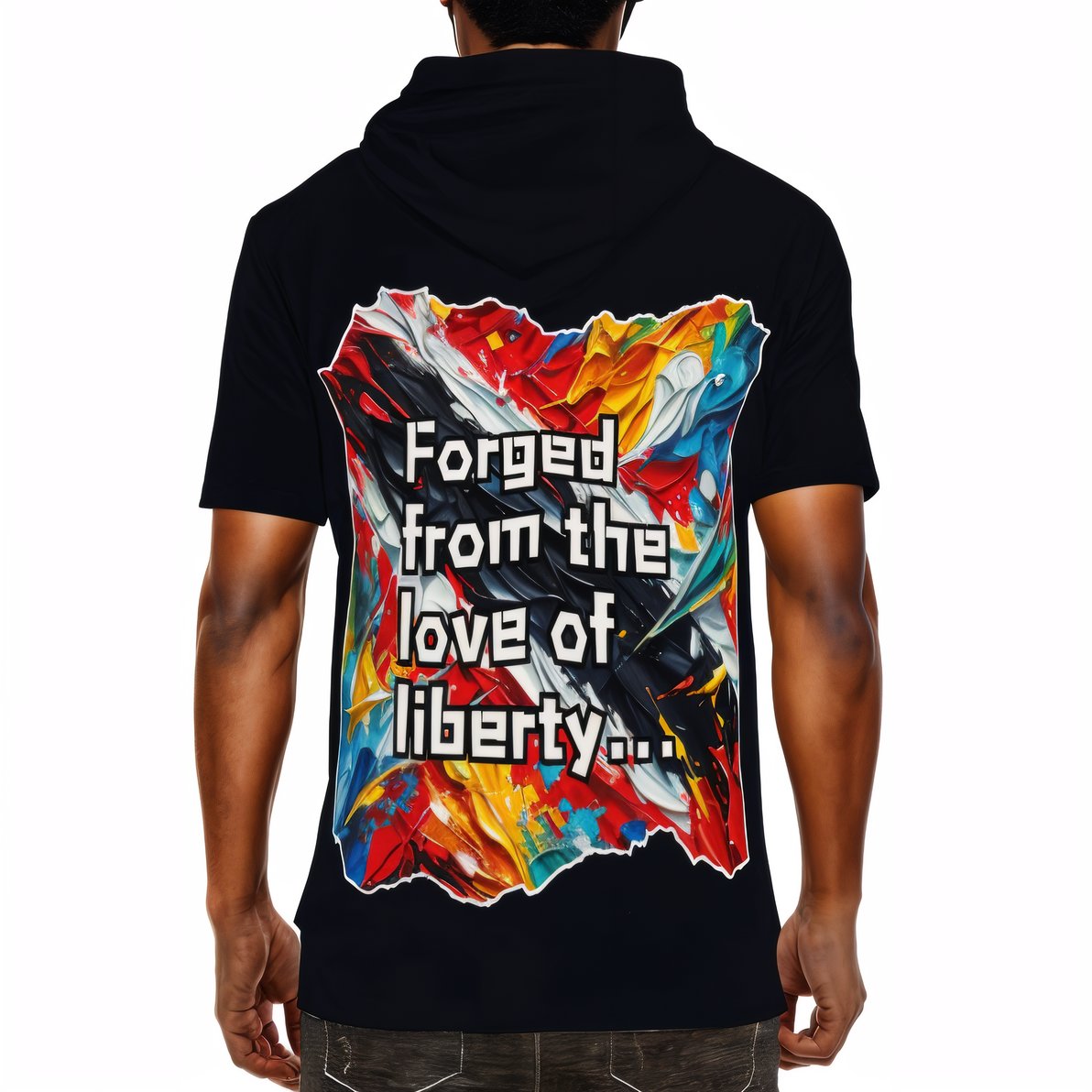 Men’s Cotton Hooded T-Shirt "Boundless Faith in our Destiny" Trinidad Pride