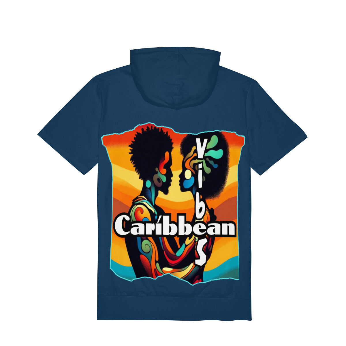 Men’s Cotton Hooded T-Shirt "Feel the Vibe, Caribbean Vibes"