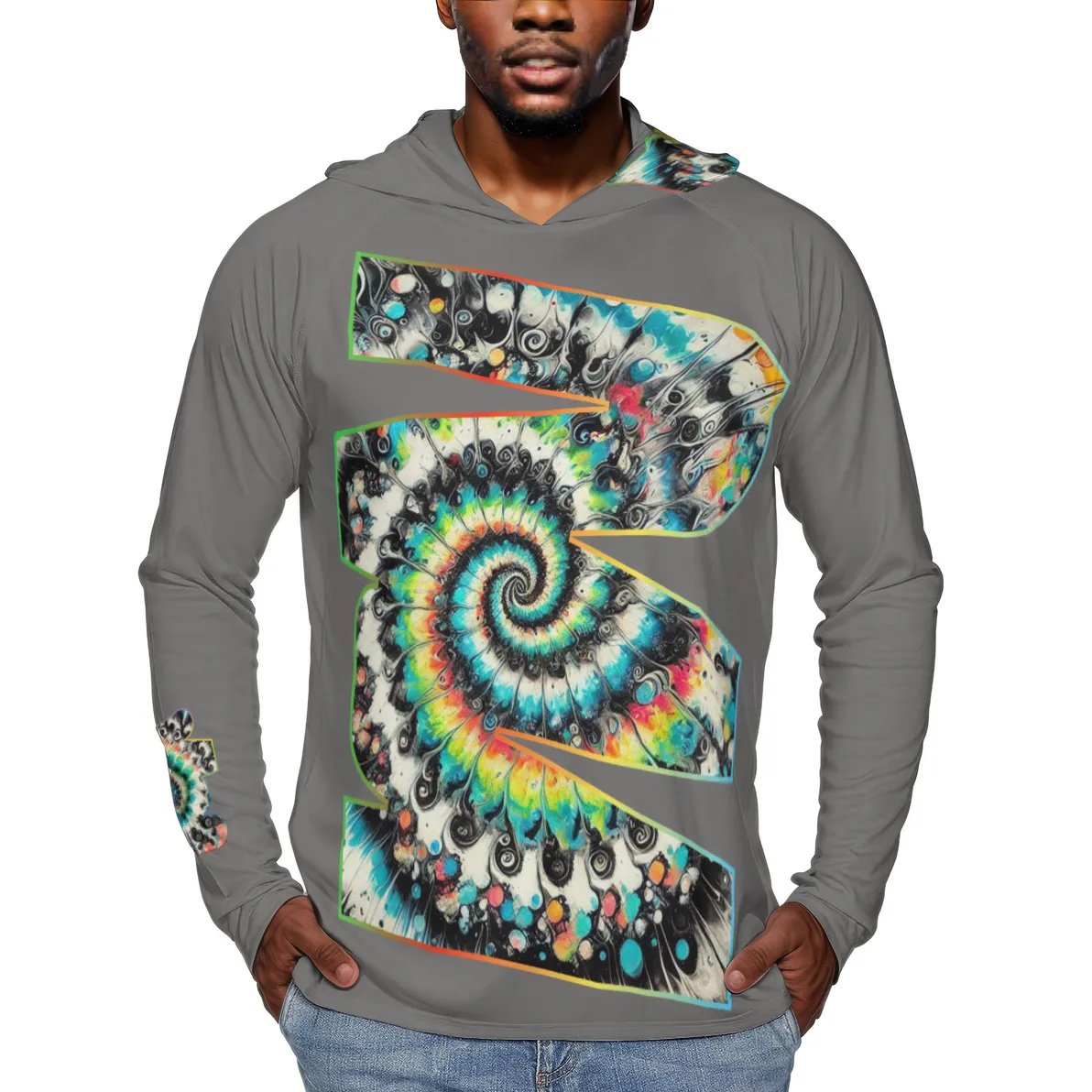 Men's Sun Protection Long Sleeve Hoodie "Abstract Tie-Dye"