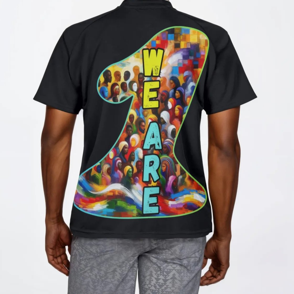 Men's V-Neck Polyester T-Shirt "We Are One"