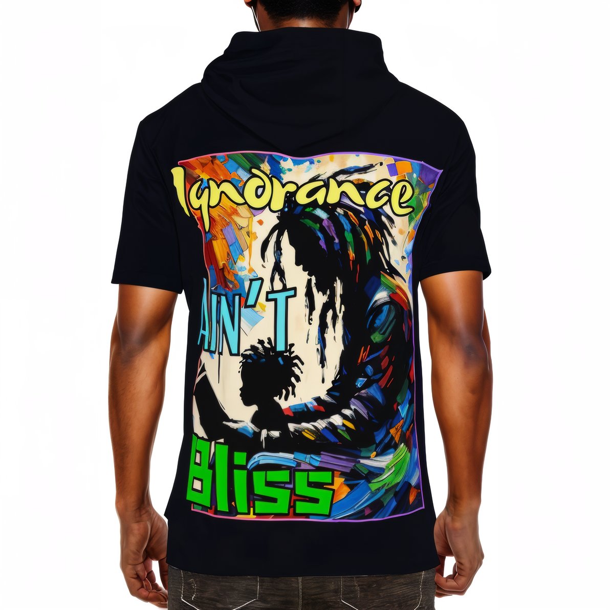 Men’s Cotton Hooded T-Shirt "Ignorance Ain't Bliss"