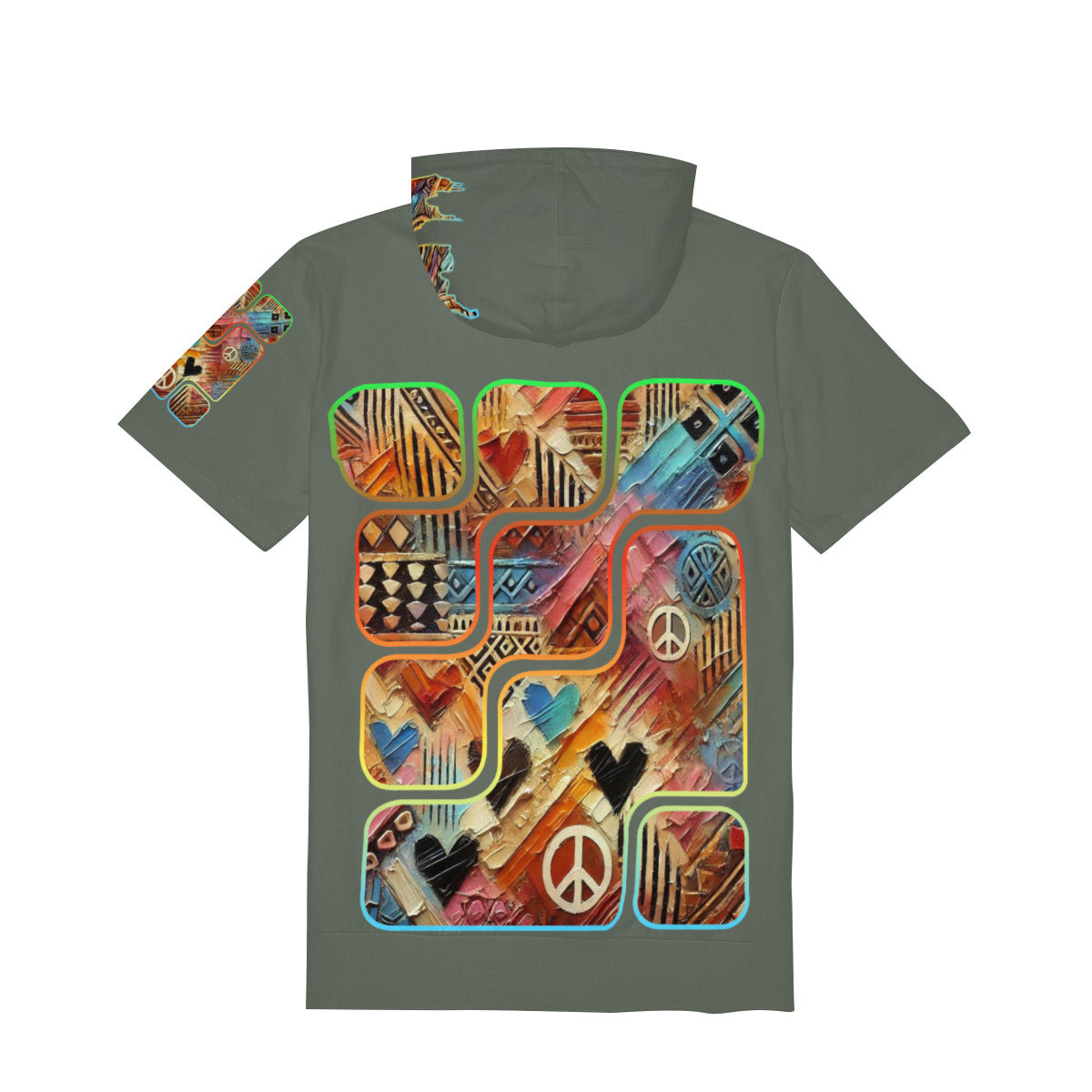 Men’s Cotton Hooded T-Shirt "African Abstract Print"