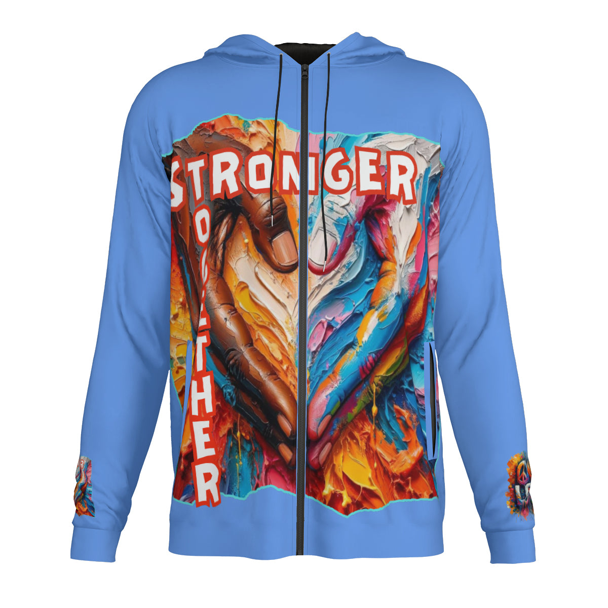 Men's Lightweight Zip Up Hoodie | Polyester "Stronger Together"