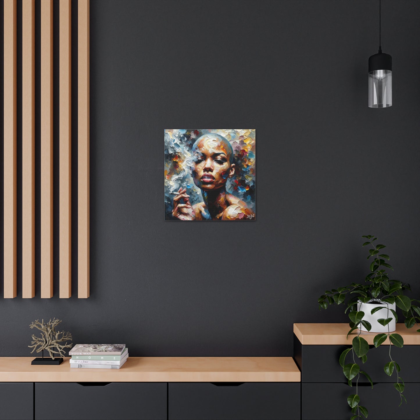 Art Print, Afro-Caribbean Woman, "Confident" Oil Finish, West Indian Ethnicity, Cultural, Heritage, Abstract, Canvas Gallery Wrap