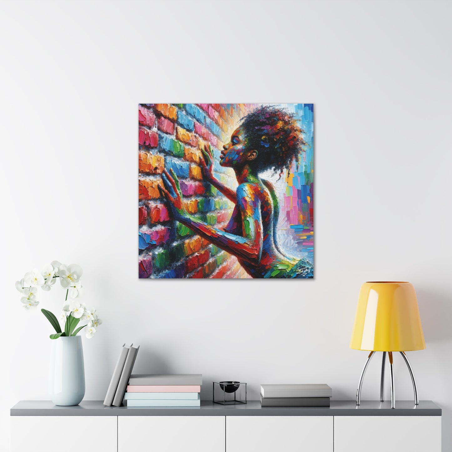 Art Print, Afro-Caribbean Woman "In Paint," (8) Oil Finish, West Indian Ethnicity, Cultural, Heritage, Semi-Abstract, Canvas Gallery Wrap