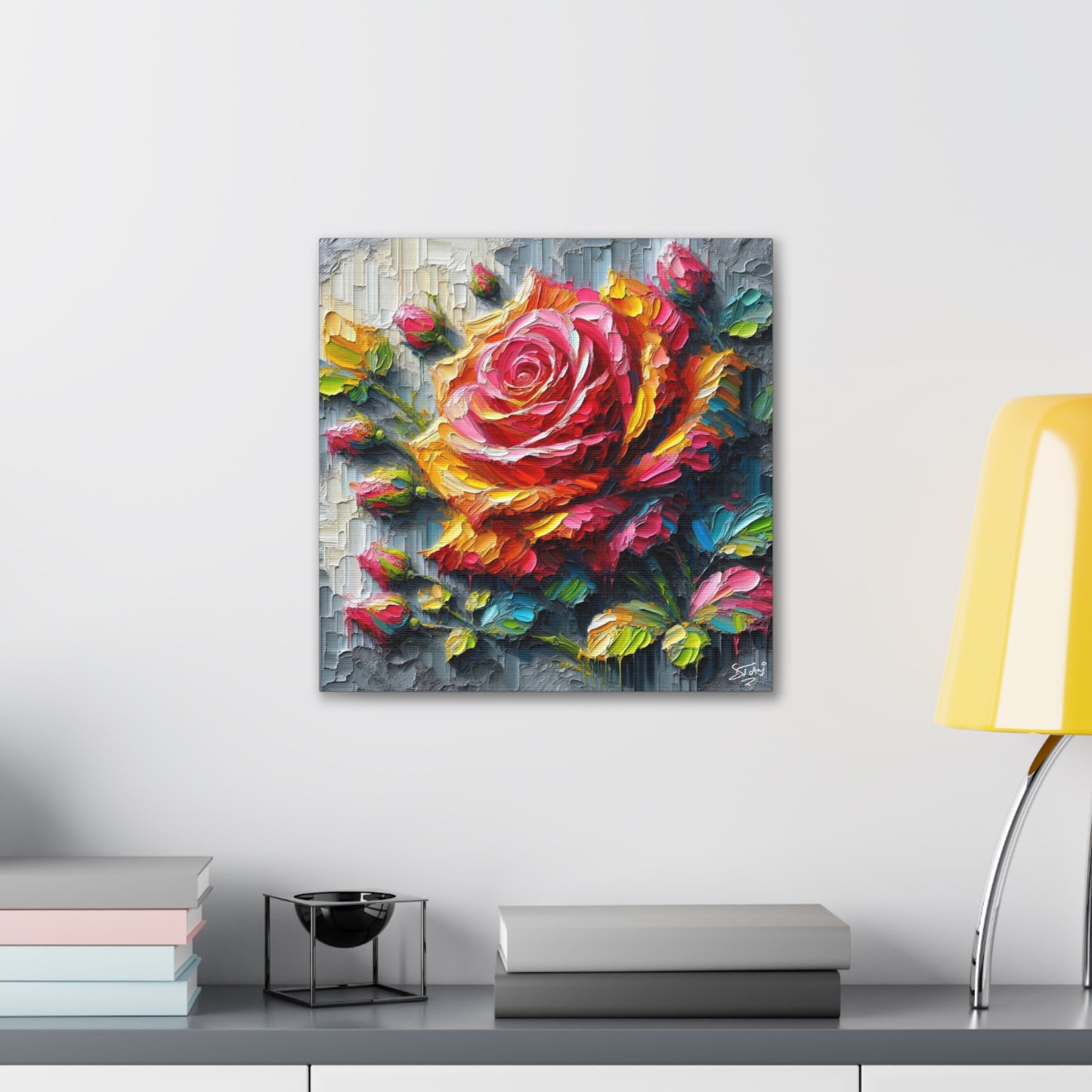 Art Print, Caribbean Flowers, Oil Finish, Caribbean Nature, Cultural, Heritage, Semi-Abstract, Canvas Gallery Wrap