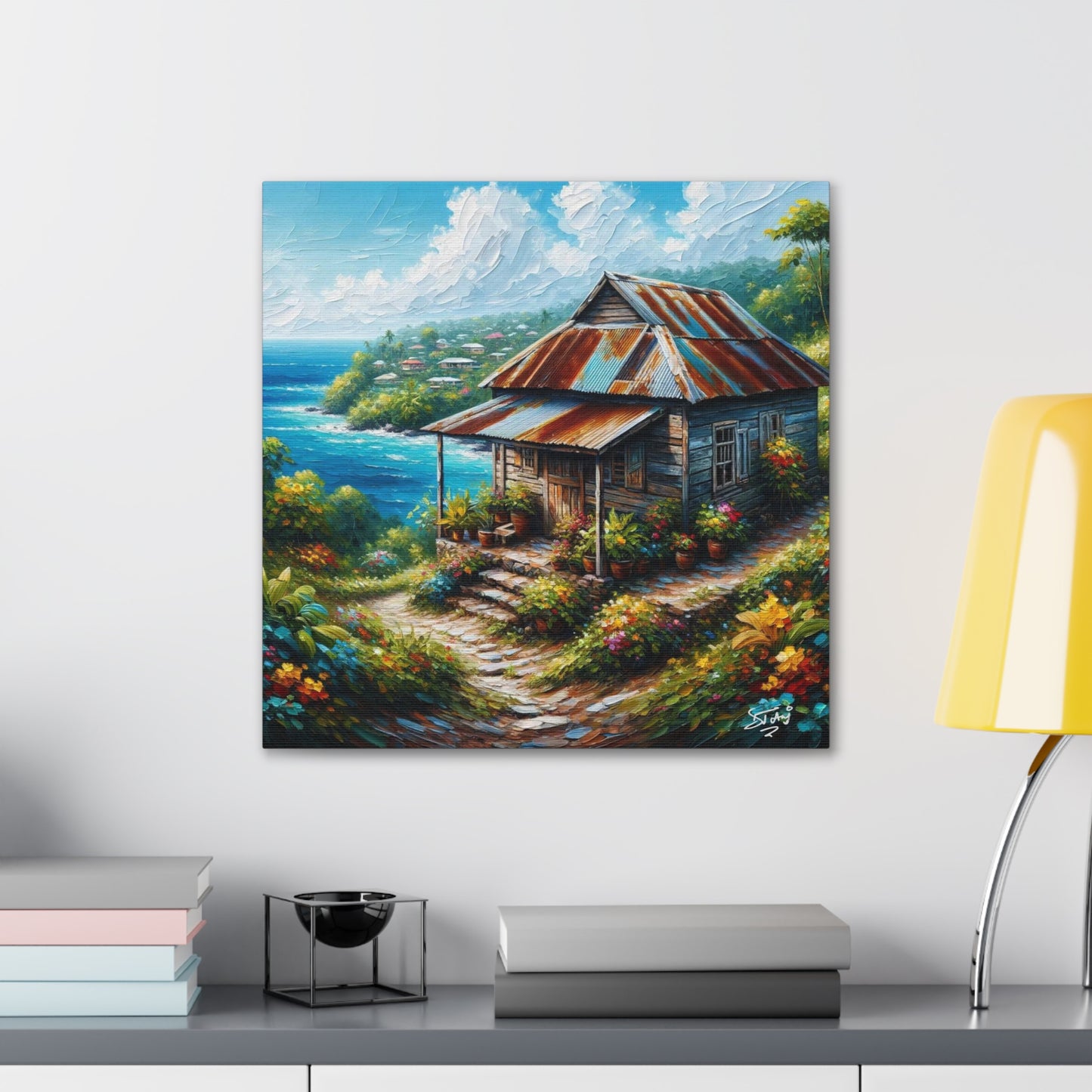 Art Print, Old Wooden House in the Trinidad and Tobago Countryside, Oil Paint Finish, Caribbean, West Indies, Canvas Gallery Wraps