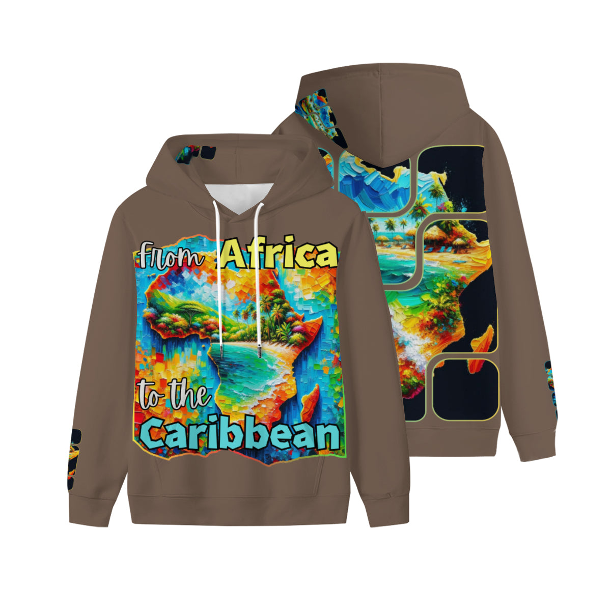 Men’s Plush Fleece Lined Hoodie "From Africa to the Caribbean"