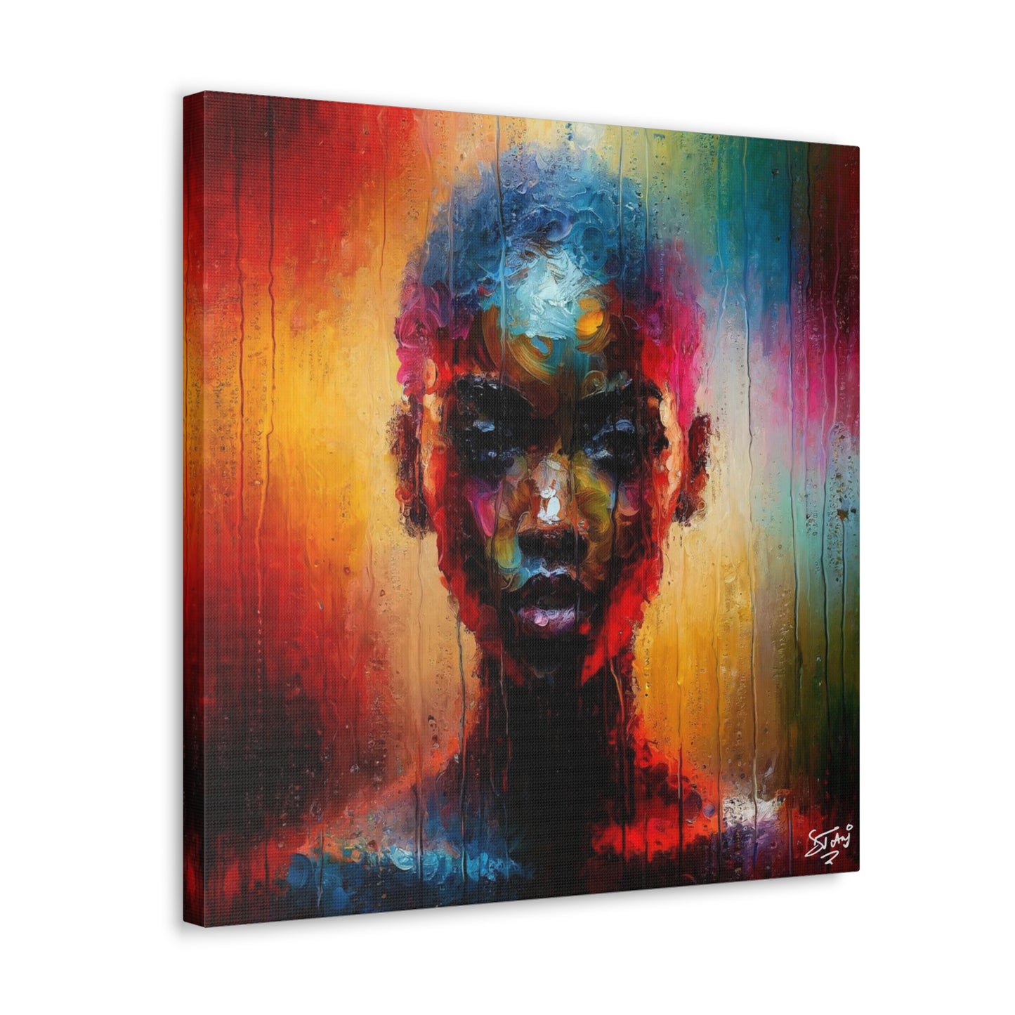 Art Print, Afro-Caribbean Woman in Sauna (2), Oil Finish, West Indian Ethnicity, Cultural, Heritage, Semi-Abstract, Canvas Gallery Wrap