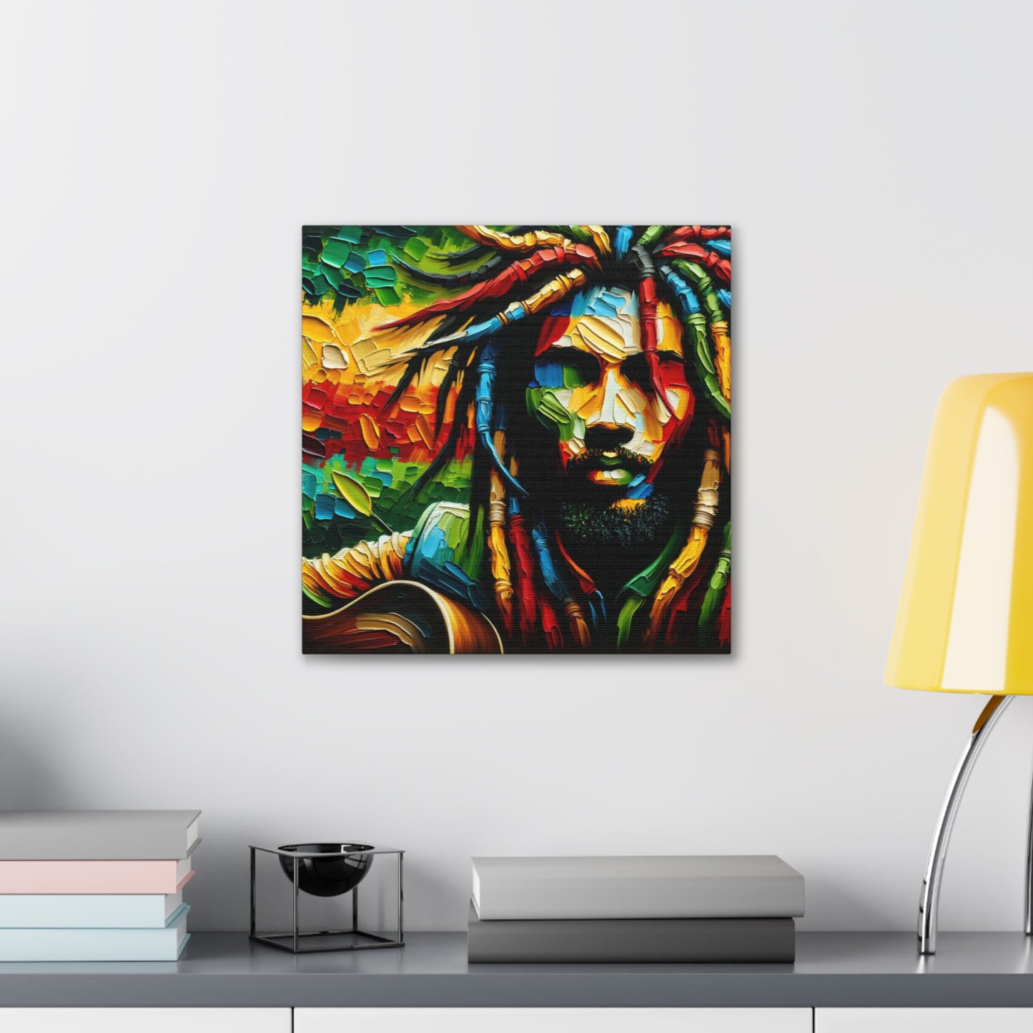 Art Print of Rastaman, Oil Finish, West Indian Ethnicity, Cultural, Heritage, Afro-Caribbean Man, Semi-Abstract, Canvas Gallery Wrap