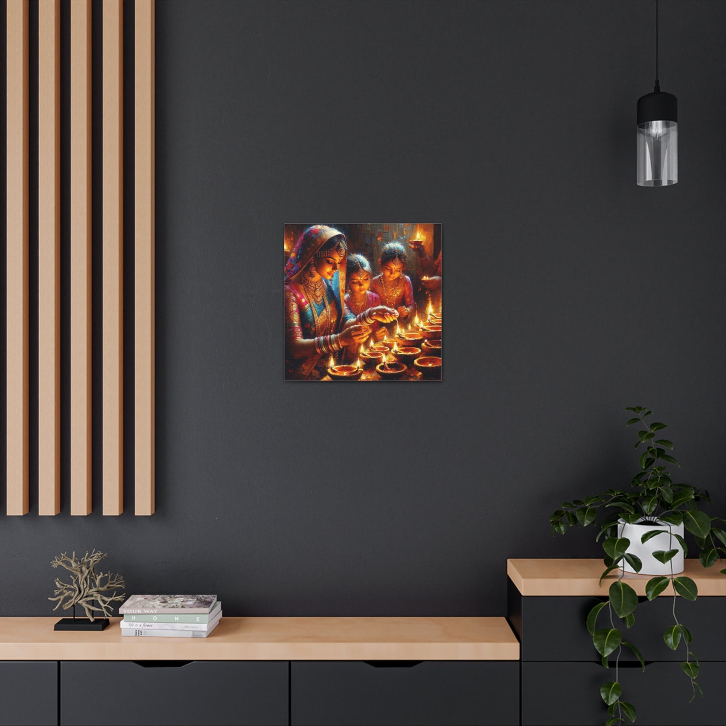 Art Print of Divali/Diwali Celebrations, Indo-Trinidadian, Oil Finish, West Indian Ethnicity, Cultural, Heritage, Canvas Gallery Wraps