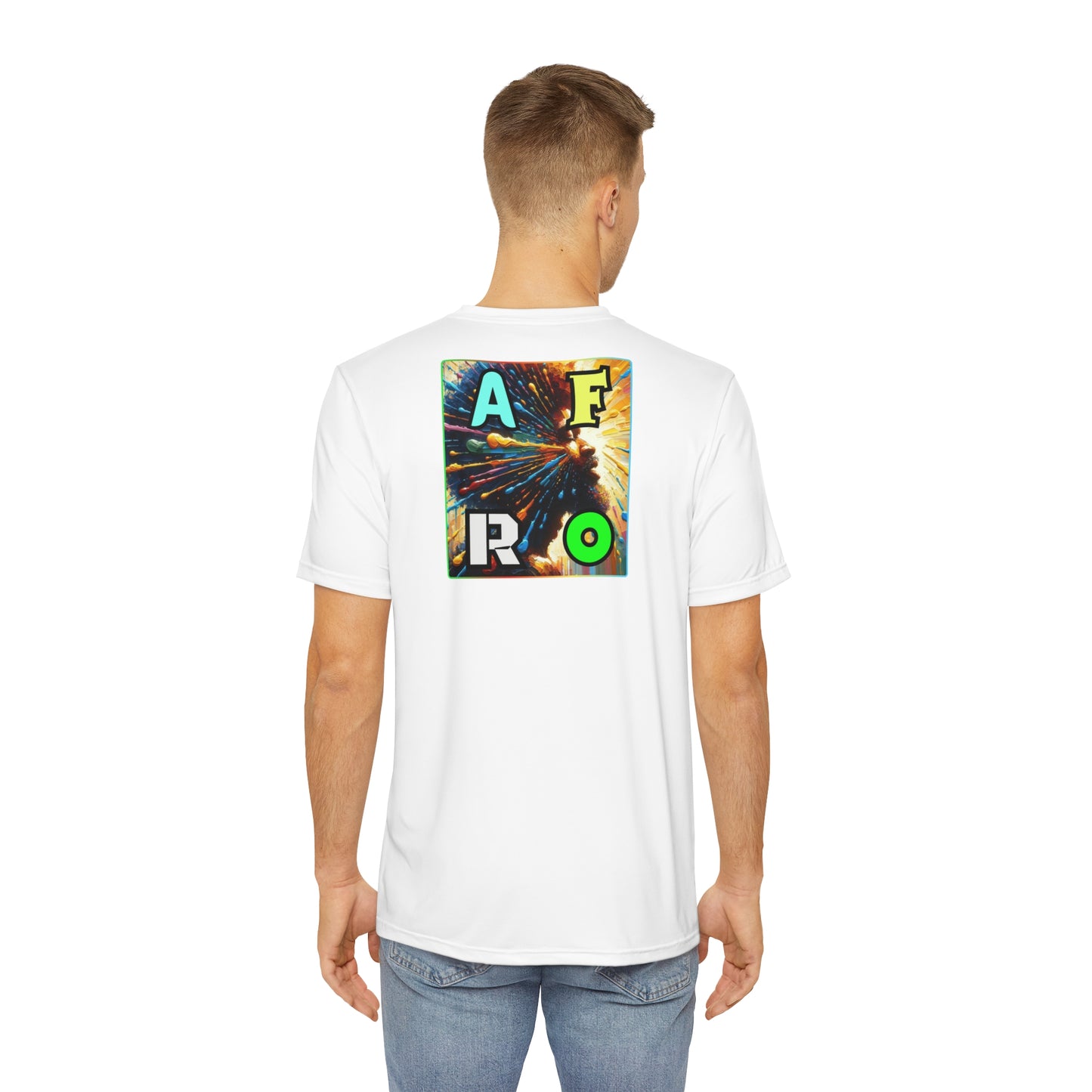 Men's Brushed Polyester Short Sleeve Tee (AOP), "AFRO"