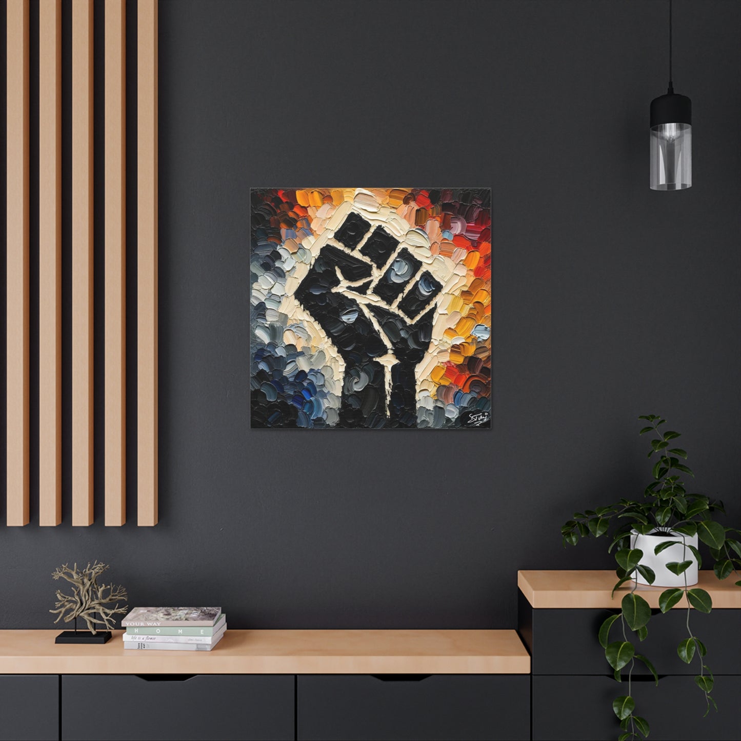 Art Print, Black Hand, Black Power, Oil Finish, Unity, One Love, Semi-Abstract, Canvas Gallery Wrap