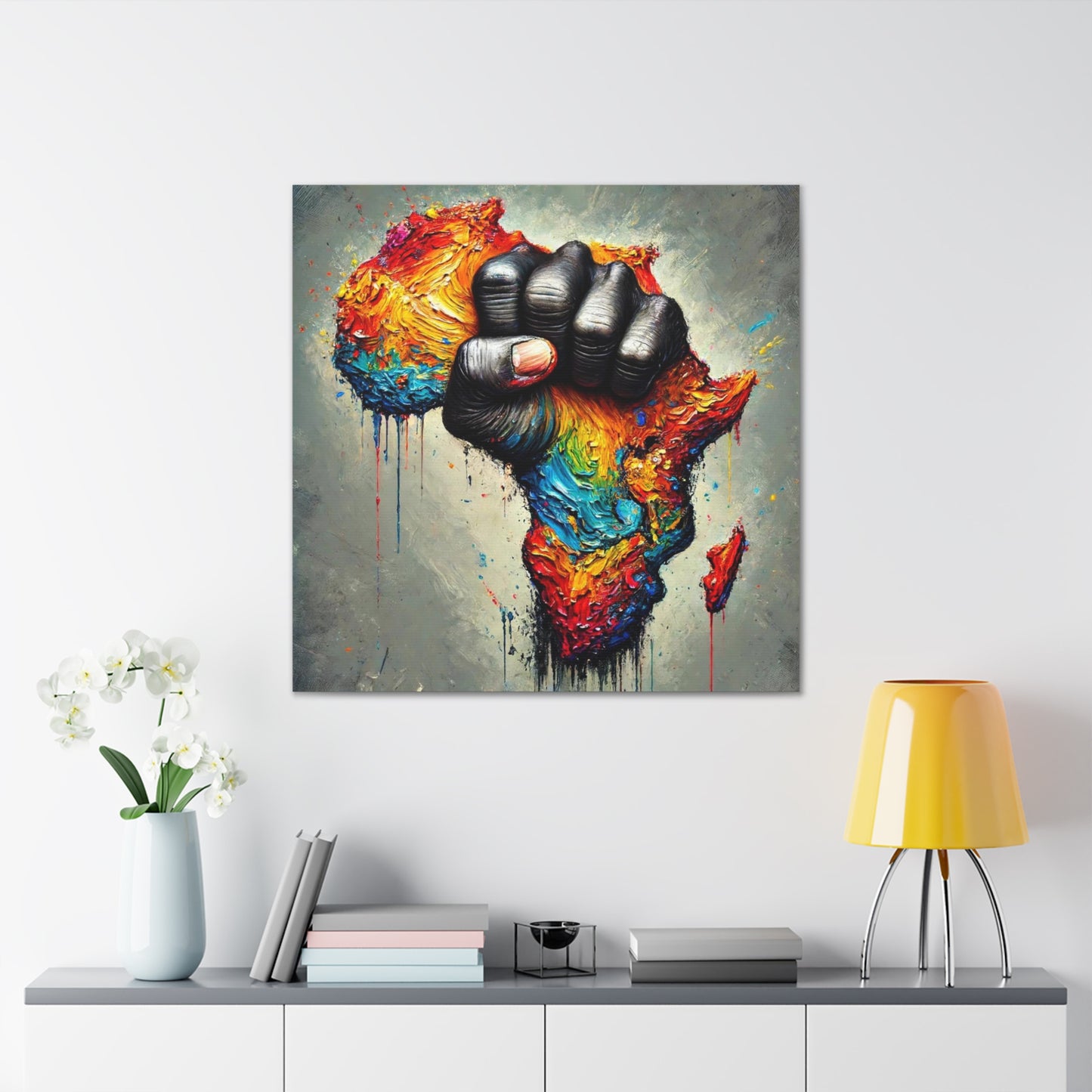 Art Print, "African Unity" Oil Finish, Abstract, One Love, West Indian Ethnicity, Cultural, Heritage, Semi-Abstract, Canvas Gallery Wrap