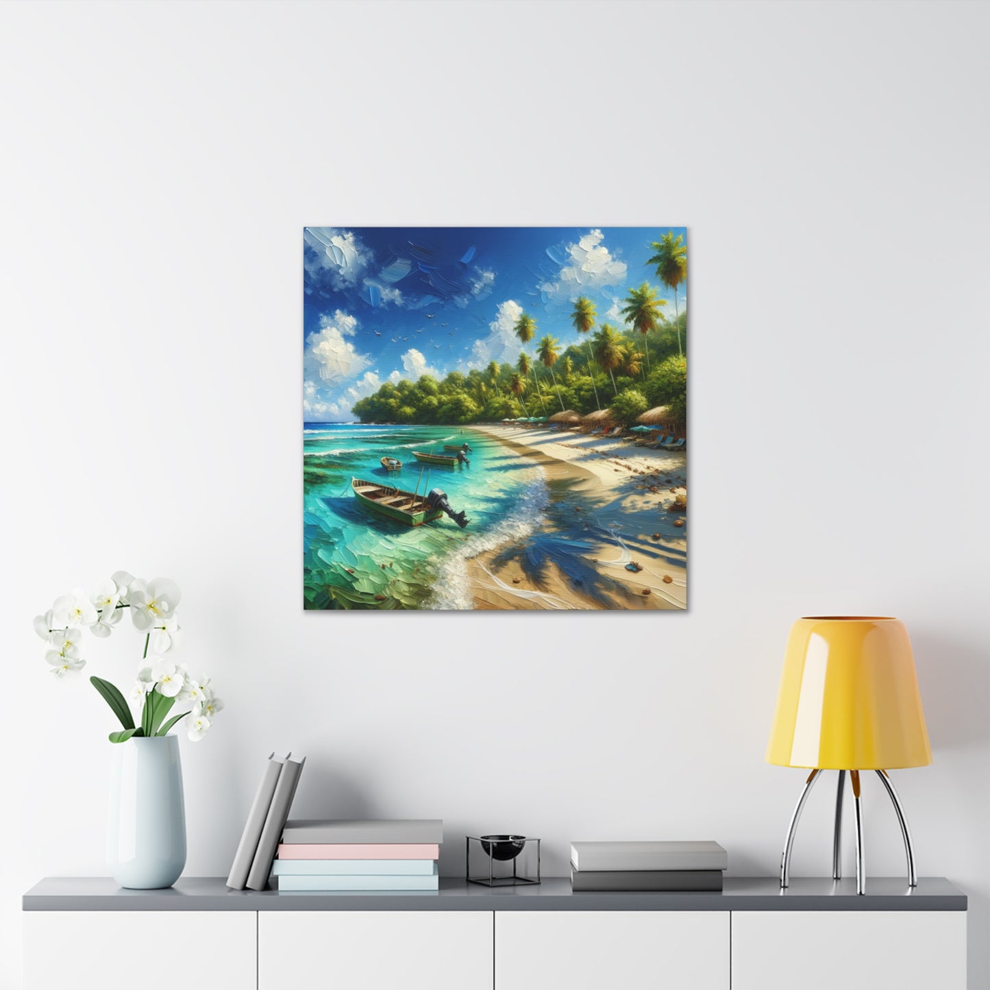 Art Print#2 of Caribbean Beach Scene, Swallows Beach, Tobago, West Indian Art, Canvas Gallery Wraps