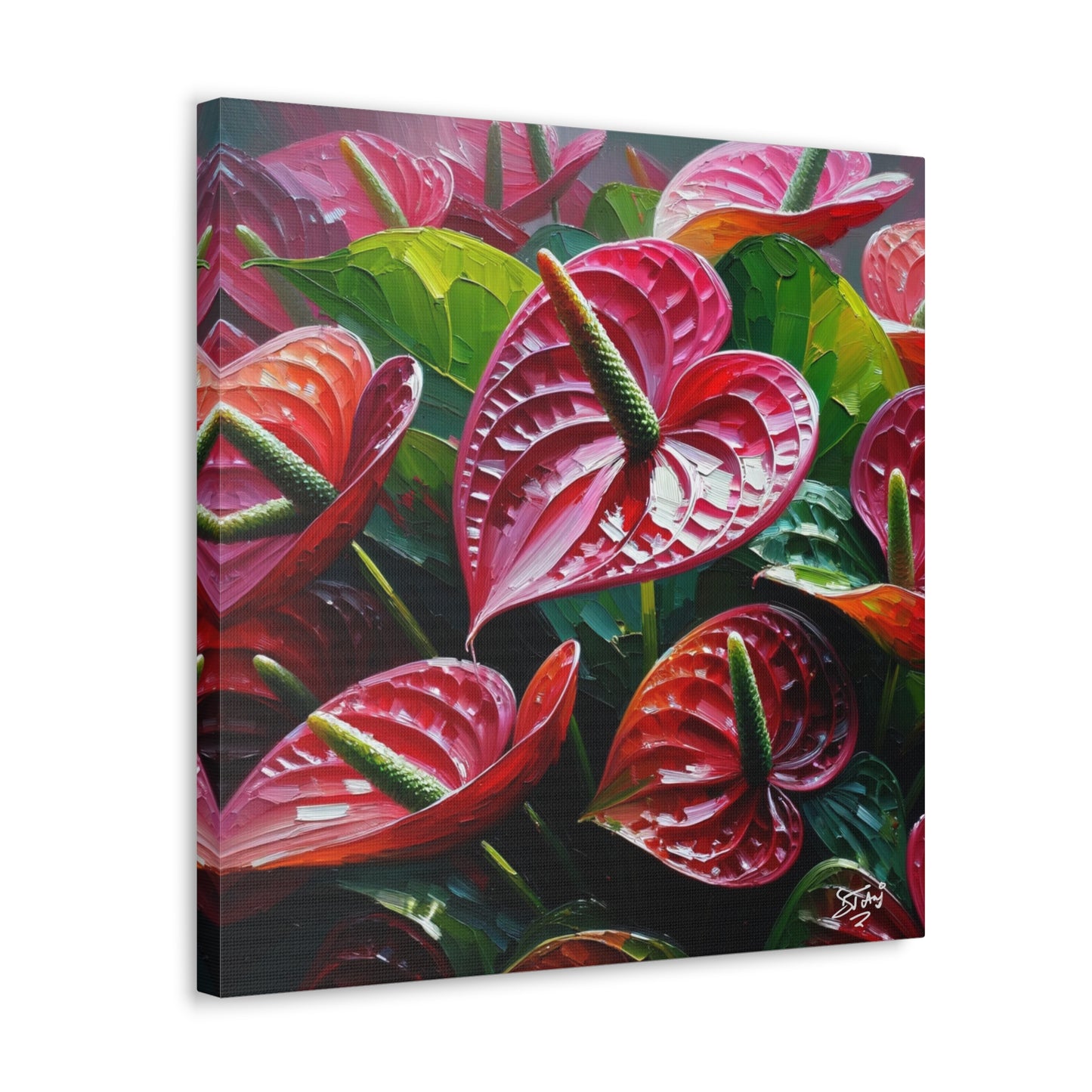 Print #3 of Anthurium flowers with a vibrant, oil-painted finish, Canvas Gallery Wraps