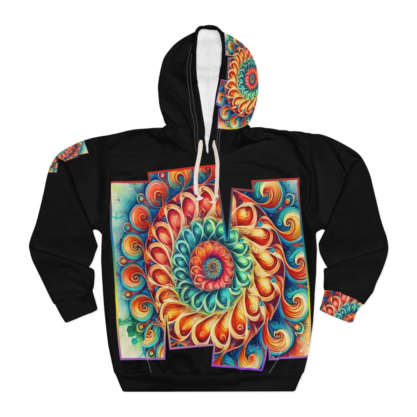 Unisex Pullover Hoodie (AOP) "Abstract Caribbean Print"