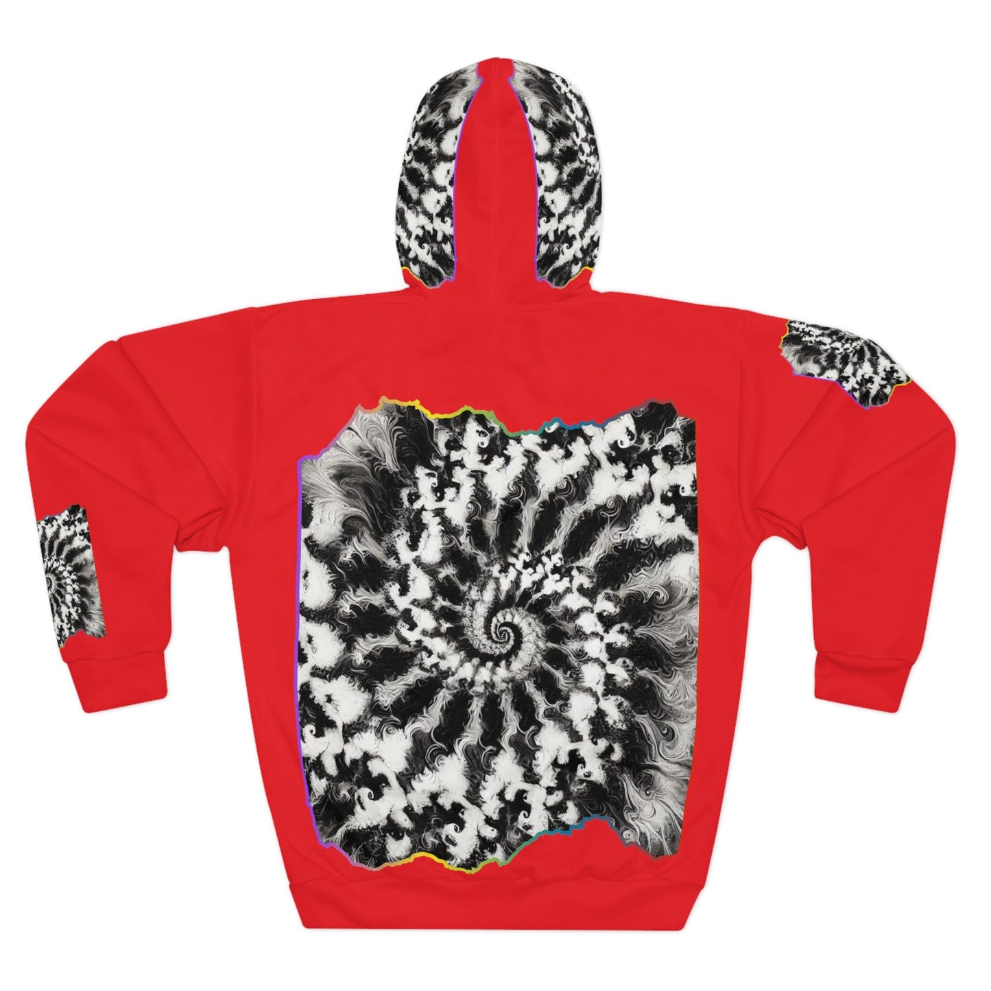 Unisex Pullover Hoodie (AOP) "B&W Tie-Dye Abstract Print"