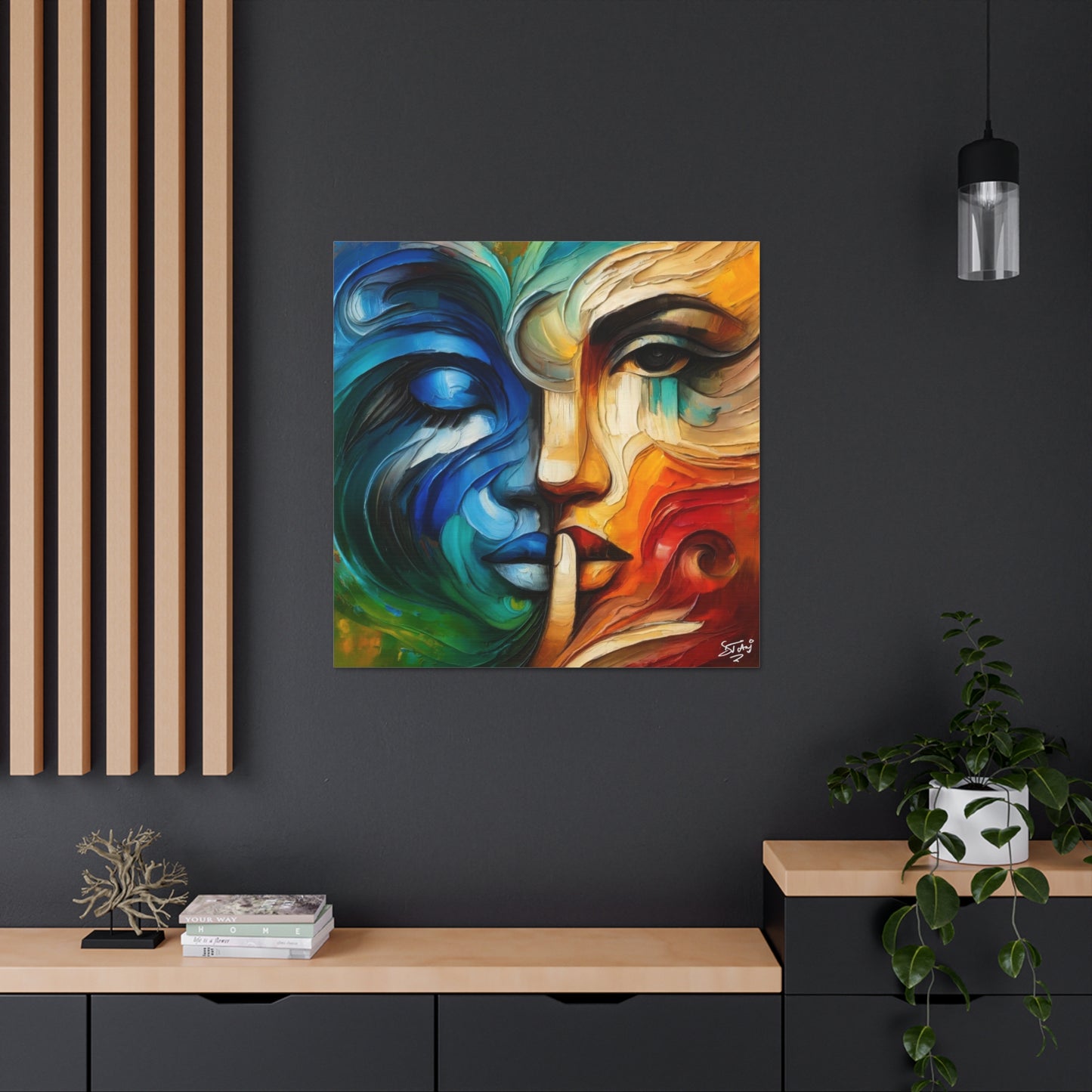 Art Print, Afro-Caribbean Masks, "Shhhh" Oil Finish, Carnival,  West Indian Ethnicity, Cultural, Heritage, Semi-Abstract, Canvas Gallery Wrap