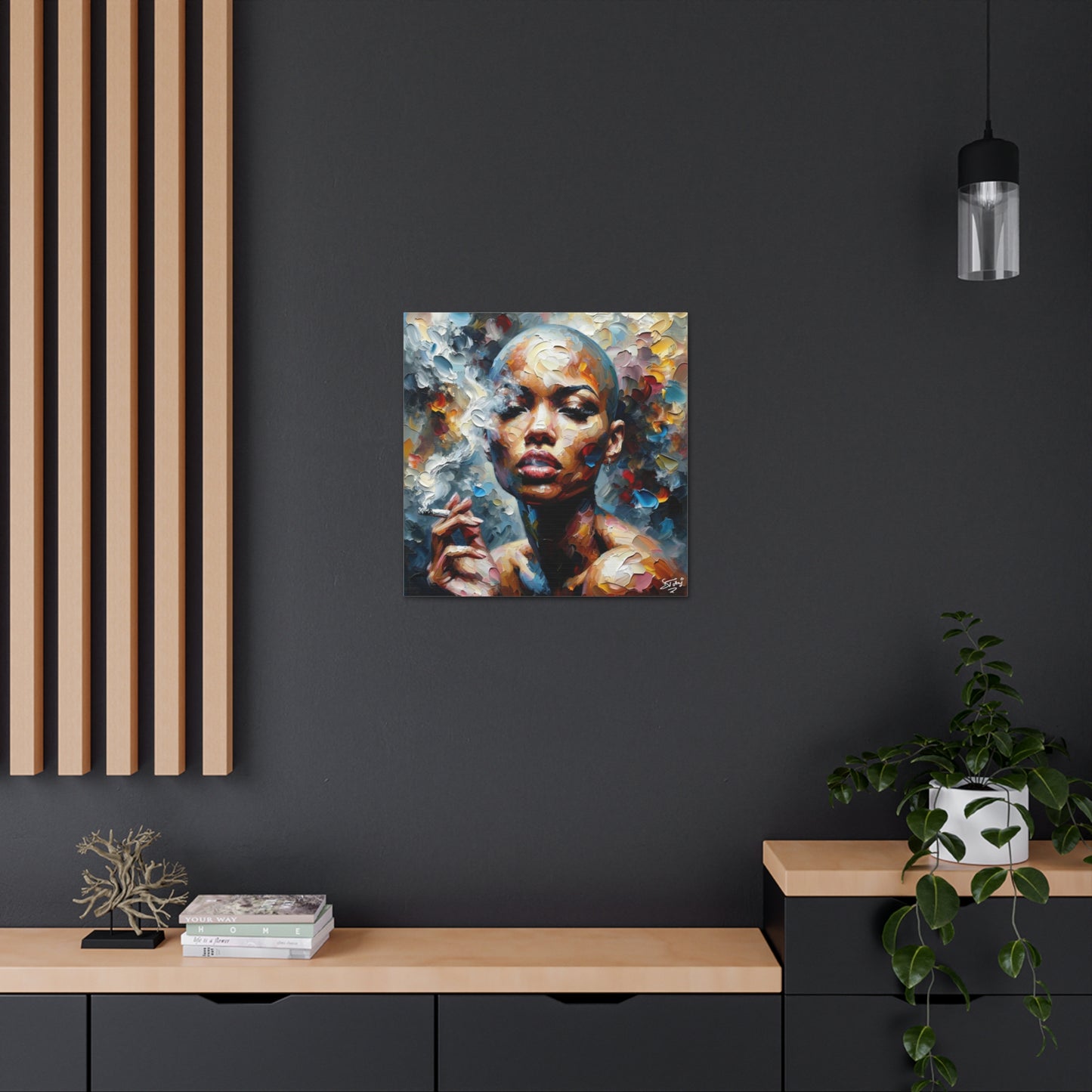 Art Print, Afro-Caribbean Woman, "Confident" Oil Finish, West Indian Ethnicity, Cultural, Heritage, Abstract, Canvas Gallery Wrap